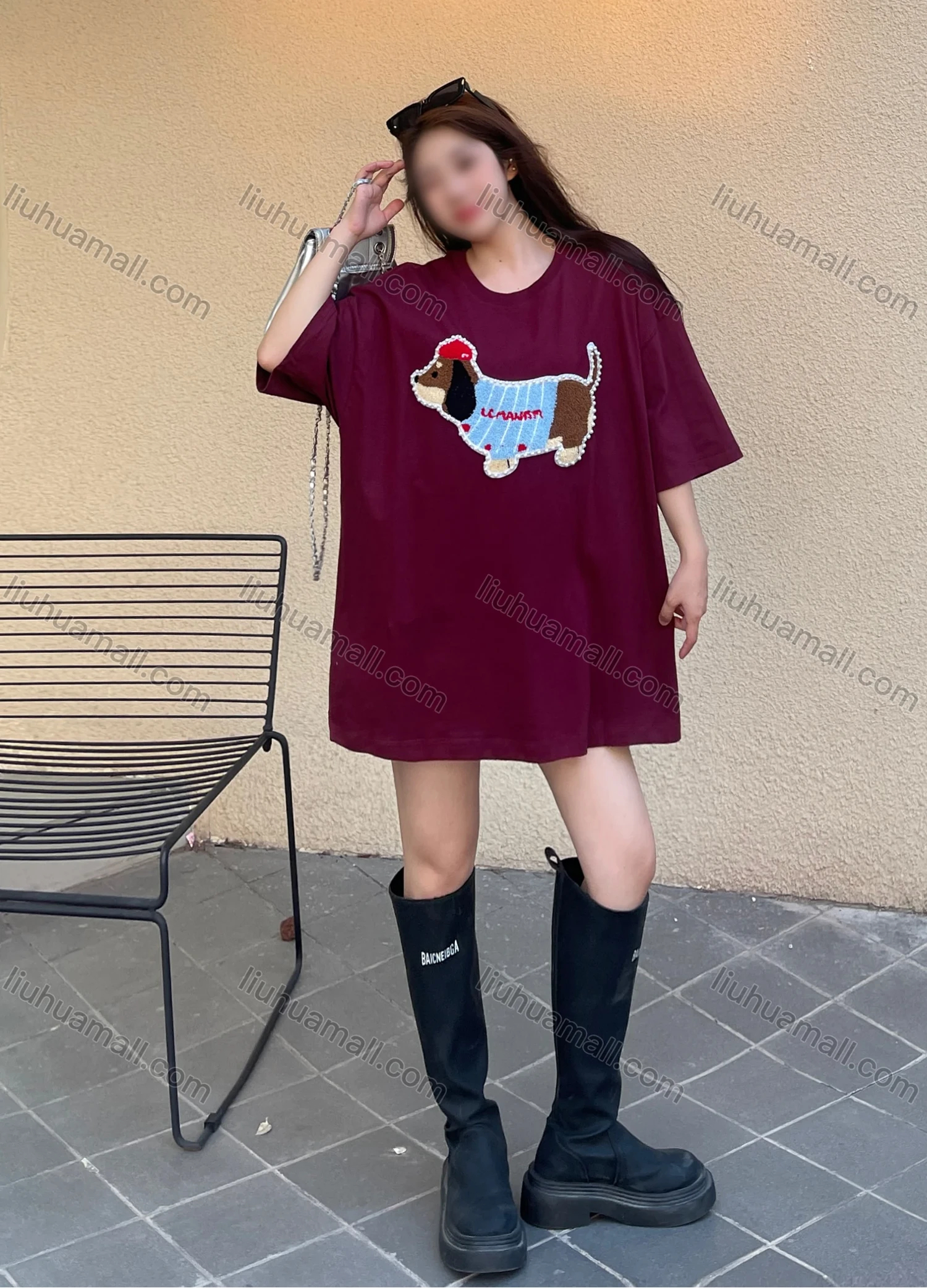 Wholesale Women's Casual Round Neck Animal Print Pearl Decor Short Sleeve Drop Shoulder Tee 0677-6# - Liuhuamall