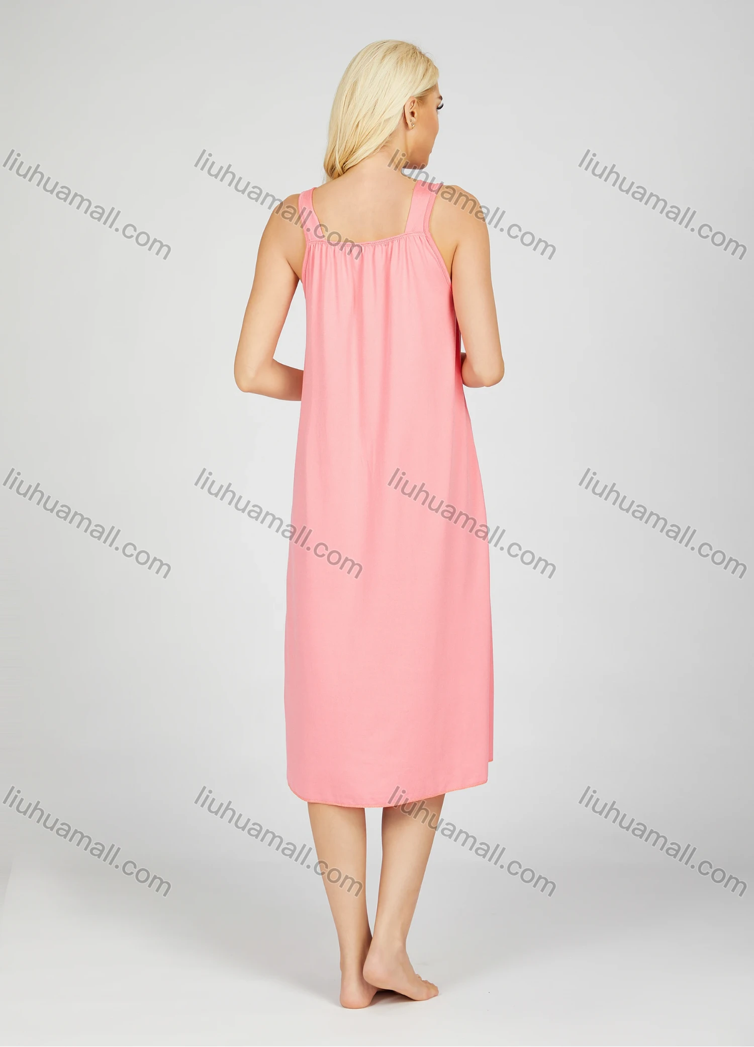 Wholesale Women's Soft Milk Silk Heart Print Rhinestone Ruched Bow Knot Lounge Tank Midi Night Dress 20-2# - Liuhuamall