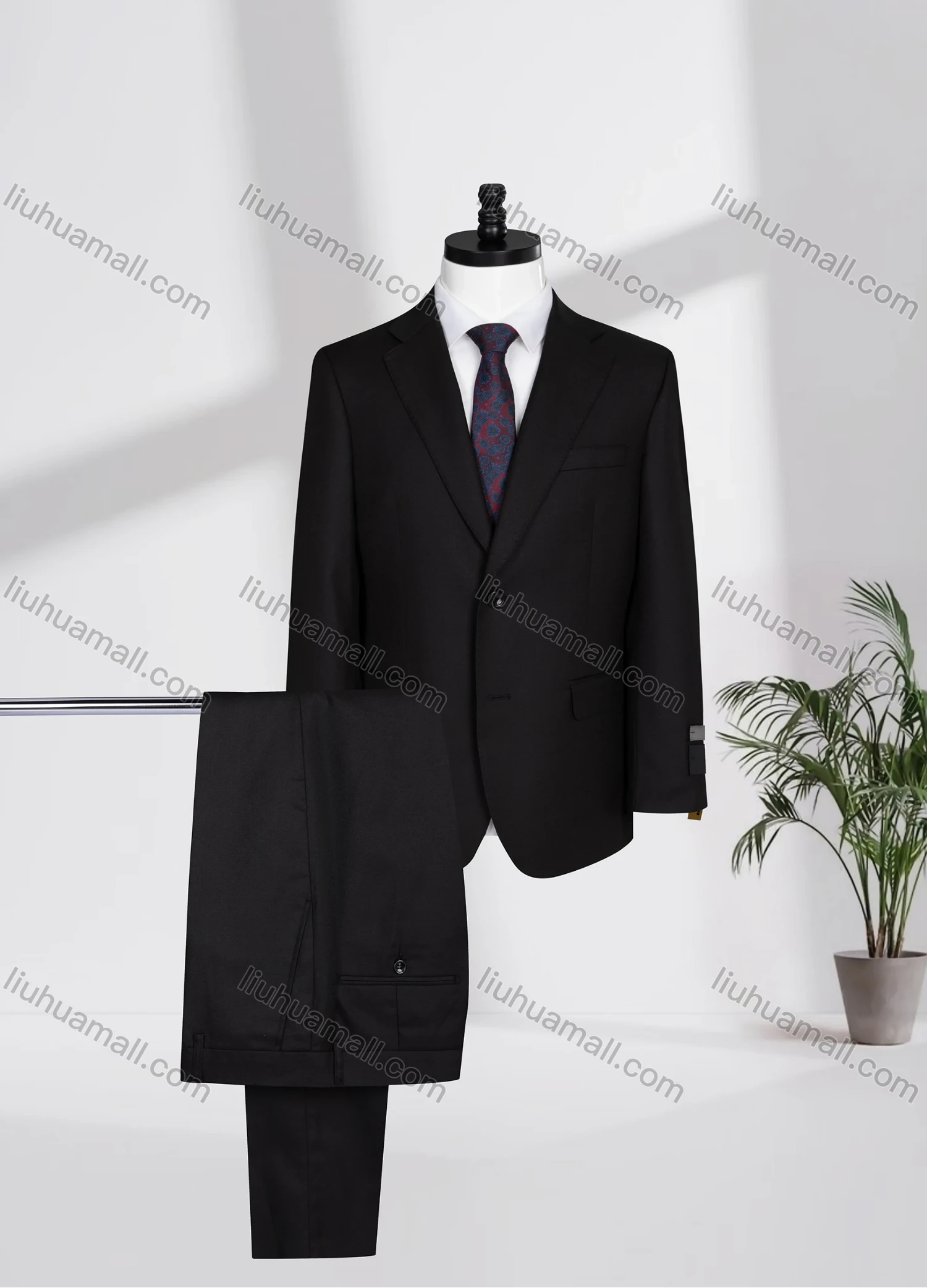 Wholesale Men's Business Lapel Single Breasted Plain Flap Pockets Blazer Jacket & Pants 2 Piece Set 12088# - Liuhuamall