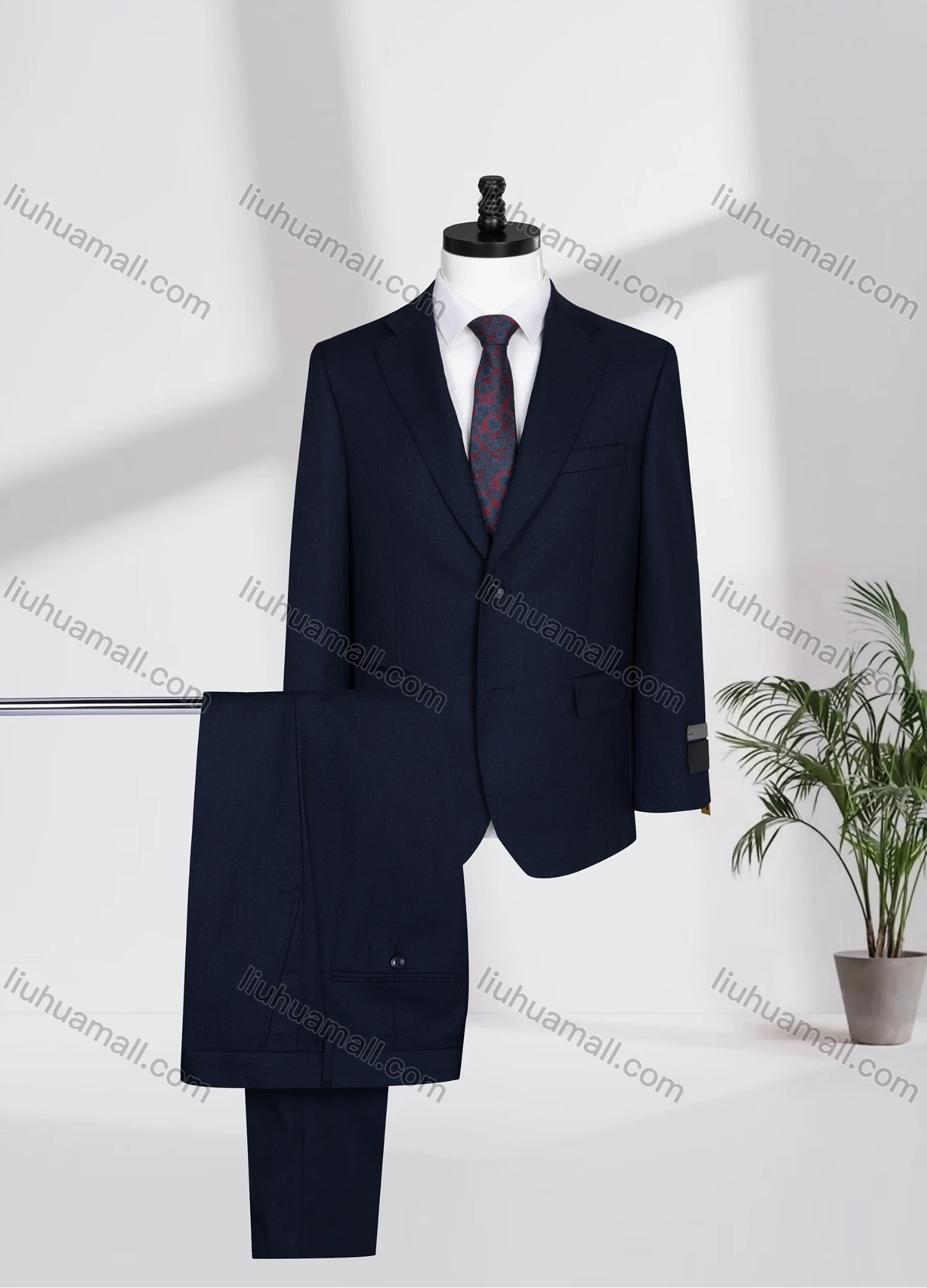 Wholesale Men's Business Lapel Single Breasted Plain Flap Pockets Blazer Jacket & Pants 2 Piece Set 12088# - Liuhuamall