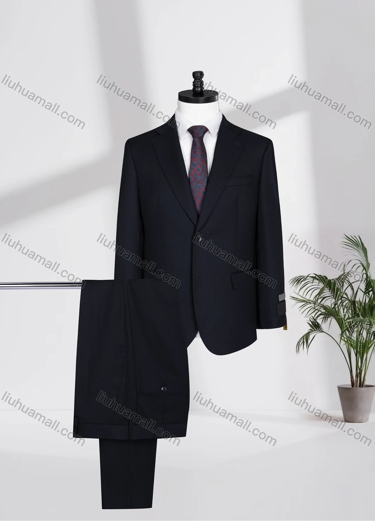 Wholesale Men's Business Lapel Single Breasted Plain Flap Pockets Blazer Jacket & Pants 2 Piece Set 12088# - Liuhuamall