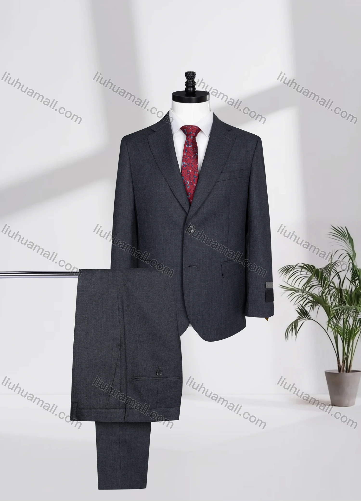 Wholesale Men's Business Lapel Single Breasted Plain Flap Pockets Blazer Jacket & Pants 2 Piece Set 12088# - Liuhuamall