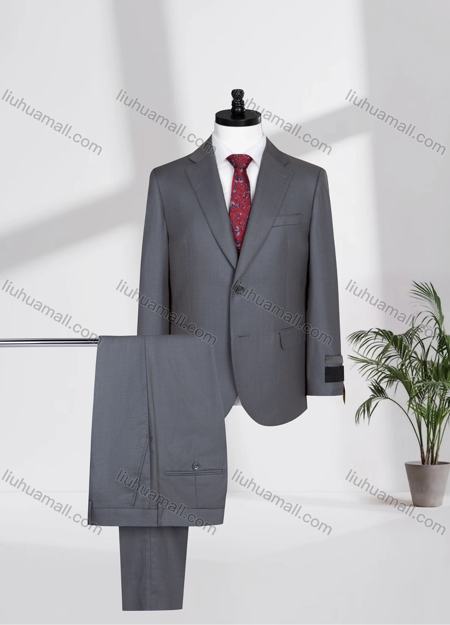 Wholesale Men's Business Lapel Single Breasted Plain Flap Pockets Blazer Jacket & Pants 2 Piece Set 12088# - Liuhuamall
