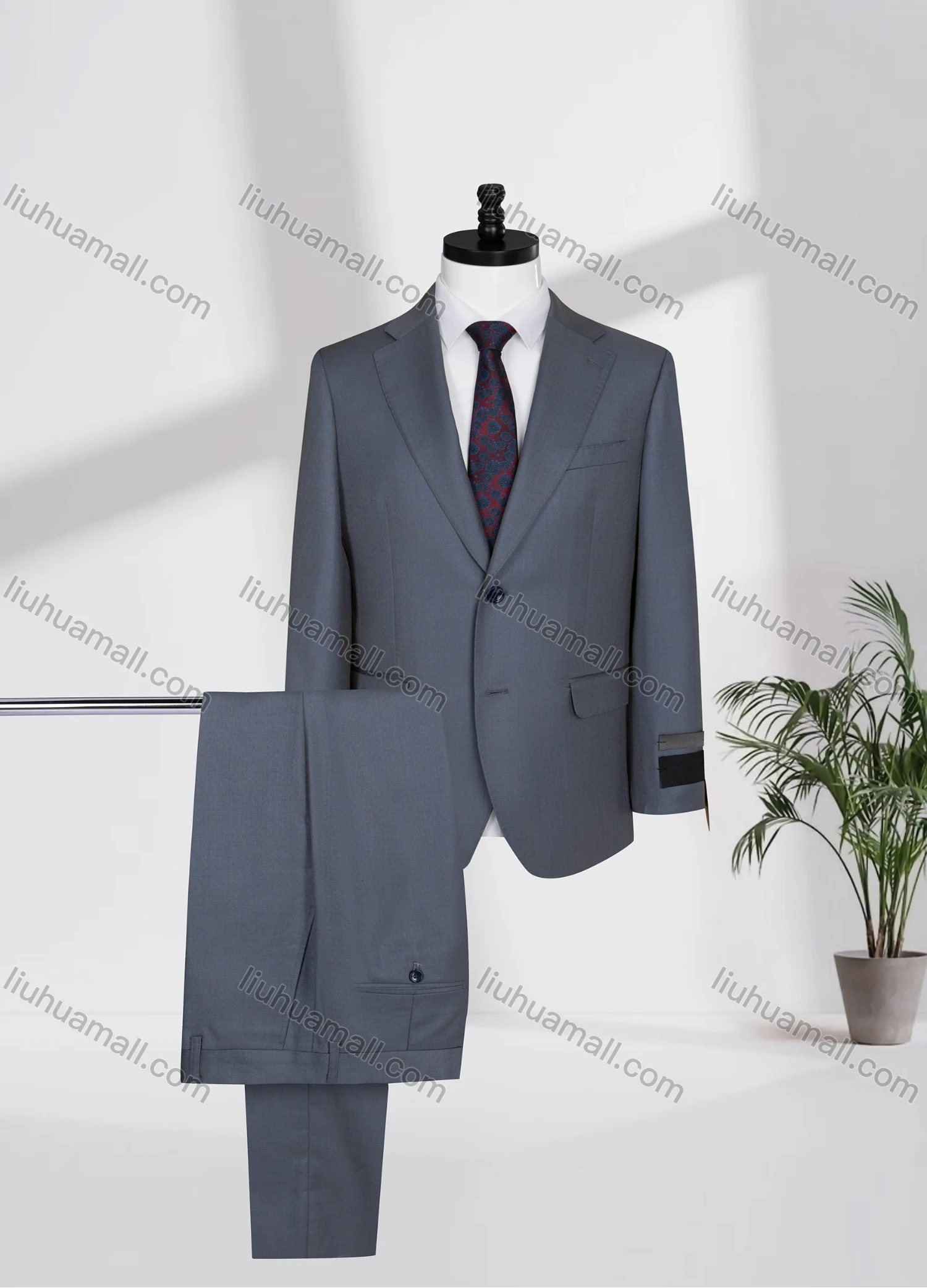 Wholesale Men's Business Lapel Single Breasted Plain Flap Pockets Blazer Jacket & Pants 2 Piece Set 12088# - Liuhuamall