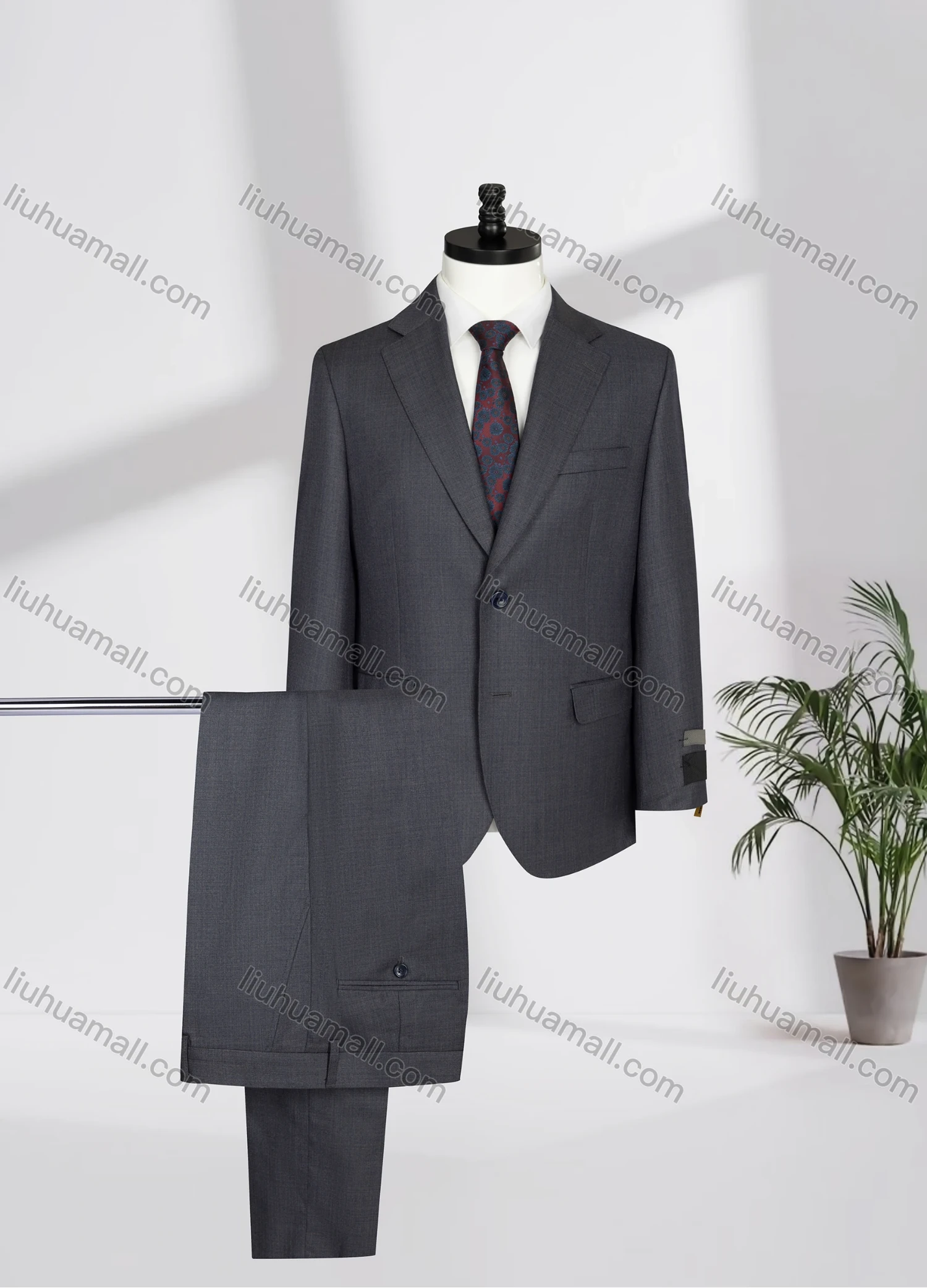 Wholesale Men's Business Lapel Single Breasted Plain Flap Pockets Blazer Jacket & Pants 2 Piece Set 12088# - Liuhuamall
