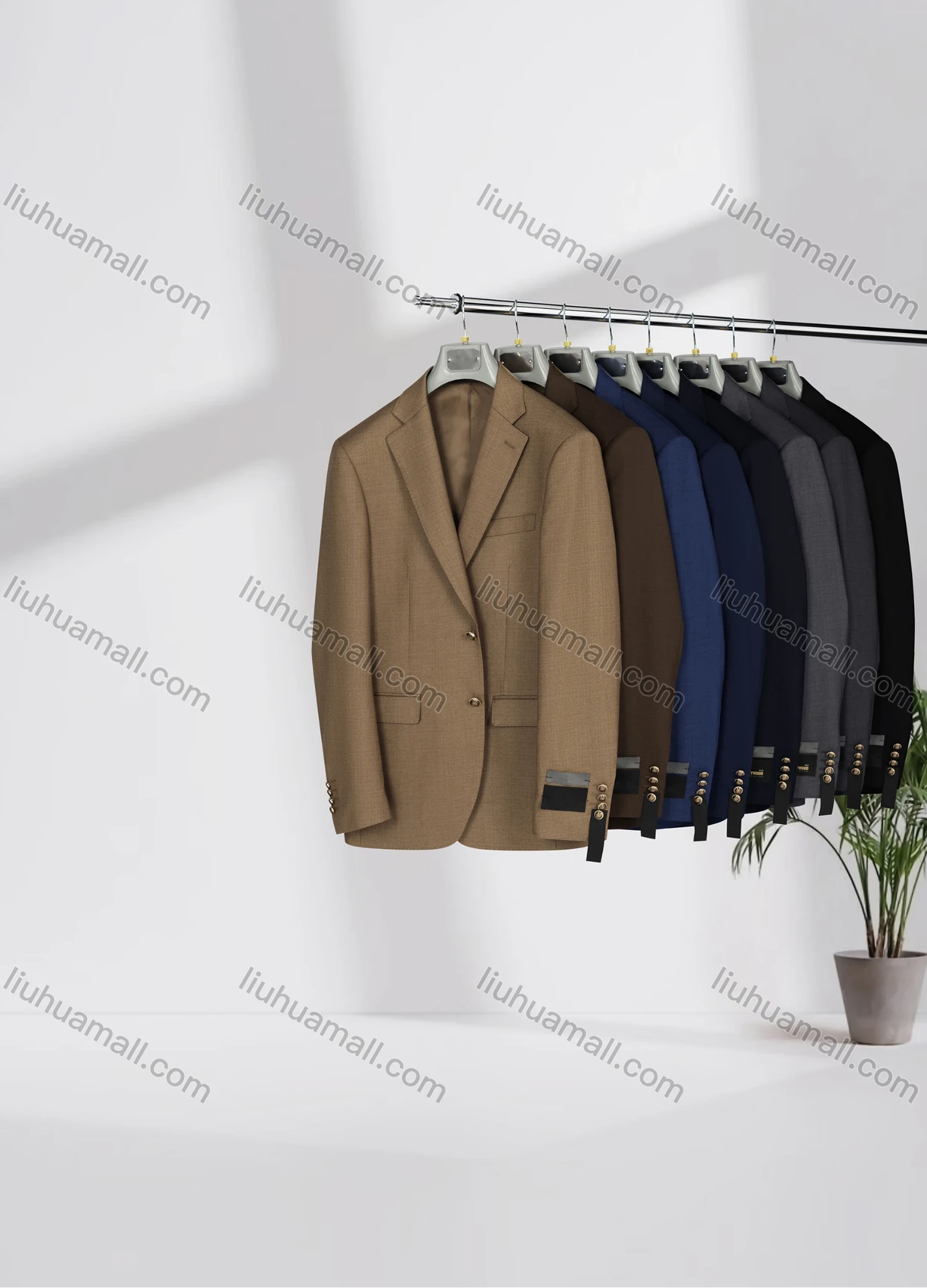 Wholesale Men's Formal Lapel Single Breasted Plain Flap Pockets Blazer Jacket D2993# - Liuhuamall