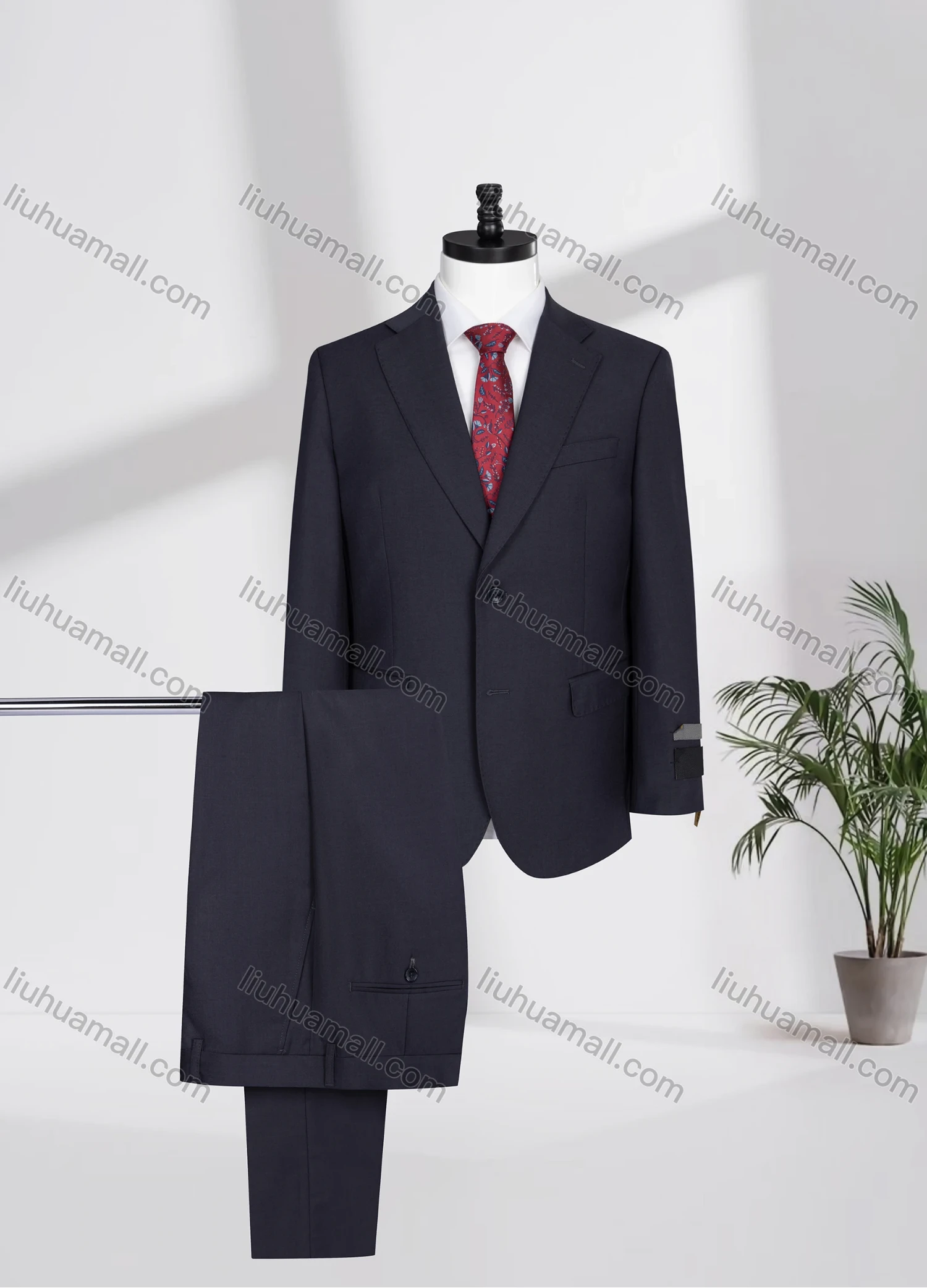 Wholesale Men's Business Lapel Single Breasted Plain Flap Pockets Blazer Jacket & Pants 2 Piece Set N077-W321# - Liuhuamall