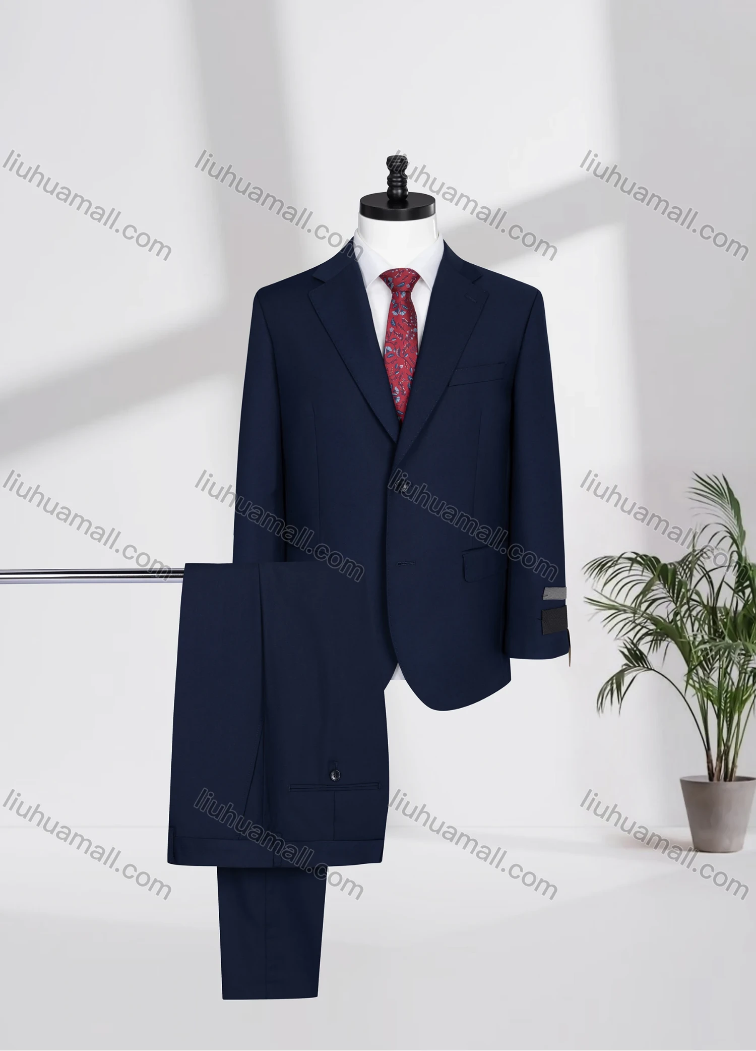 Wholesale Men's Business Lapel Single Breasted Plain Flap Pockets Blazer Jacket & Pants 2 Piece Set N077-W321# - Liuhuamall