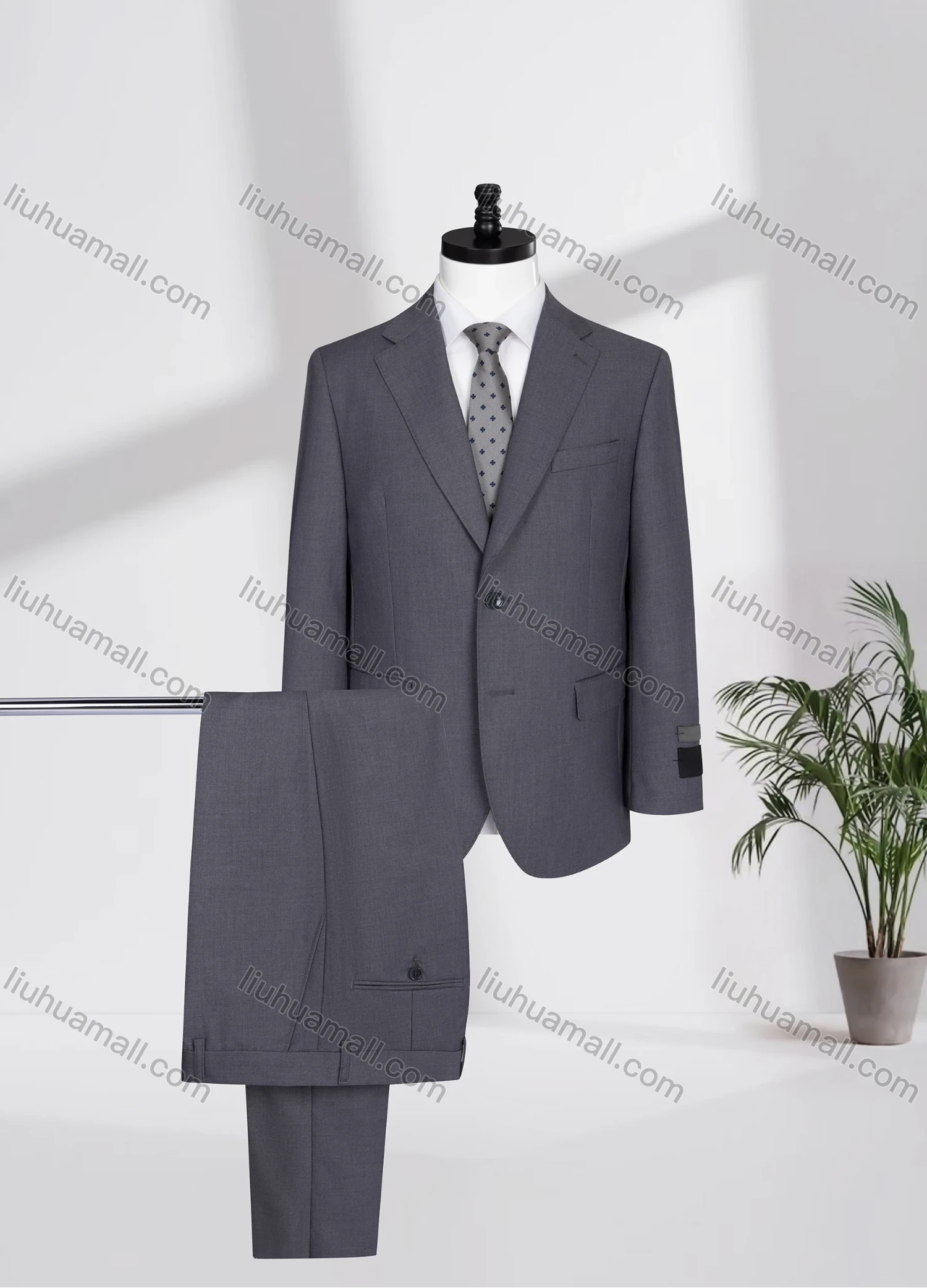 Wholesale Men's Business Lapel Single Breasted Plain Flap Pockets Blazer Jacket & Pants 2 Piece Set N077-W321# - Liuhuamall