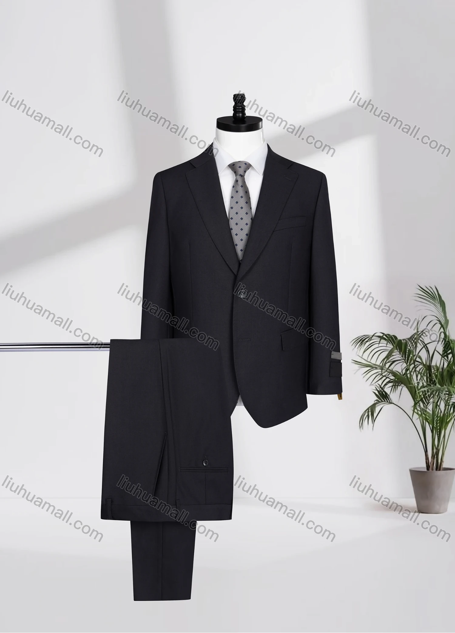 Wholesale Men's Business Lapel Single Breasted Plain Flap Pockets Blazer Jacket & Pants 2 Piece Set N077-W321# - Liuhuamall