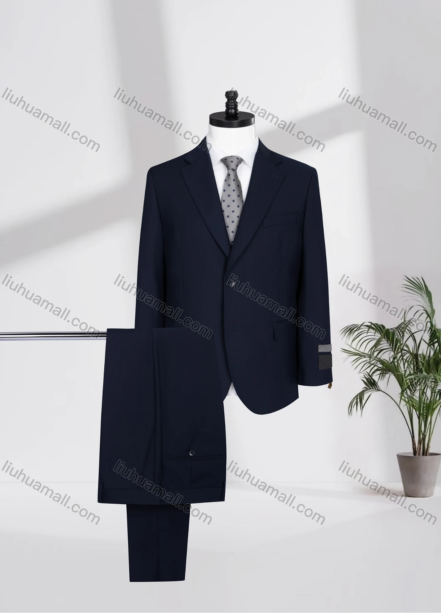 Wholesale Men's Business Lapel Single Breasted Plain Flap Pockets Blazer Jacket & Pants 2 Piece Set N077-W321# - Liuhuamall