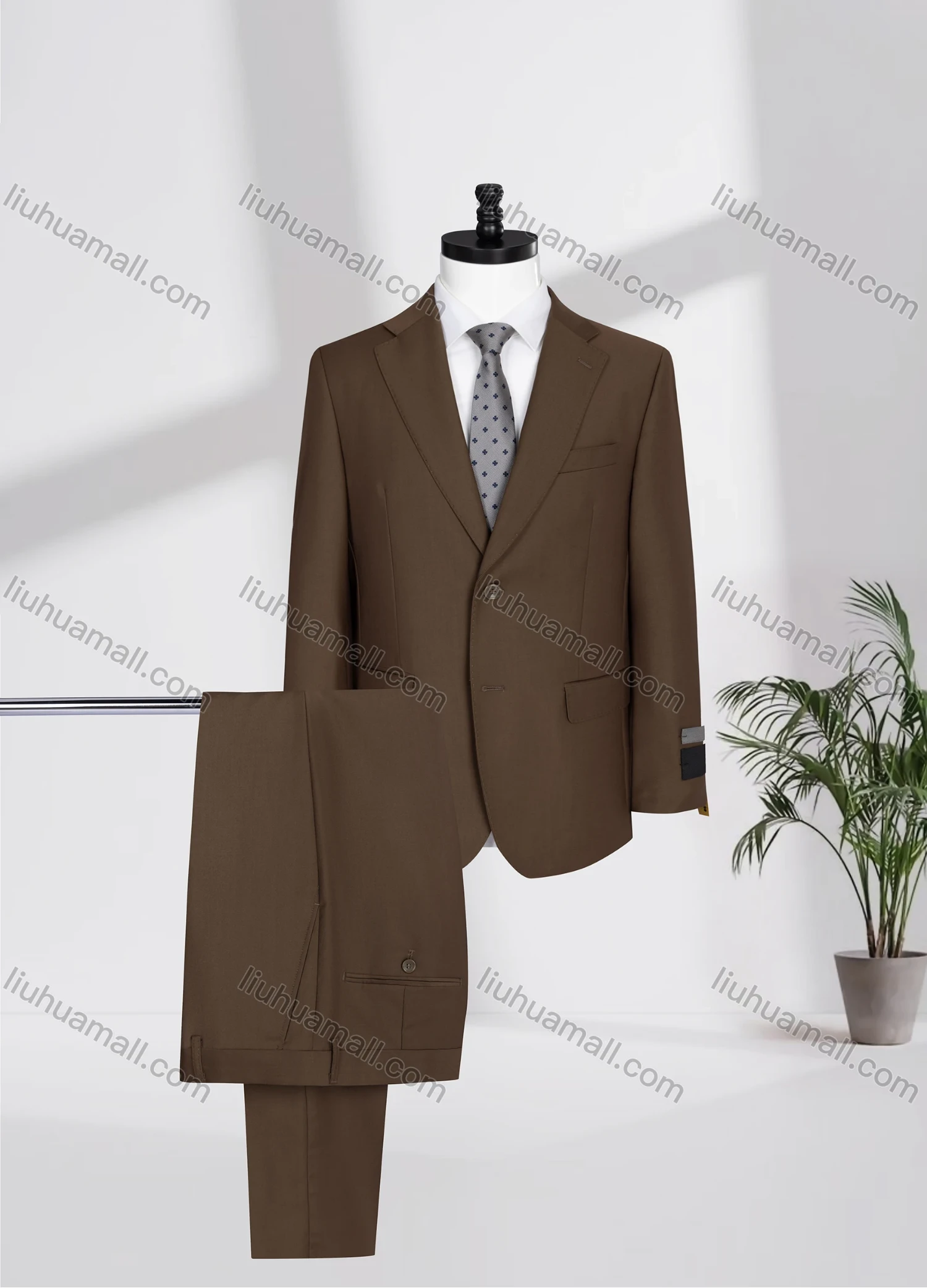 Wholesale Men's Business Lapel Single Breasted Plain Flap Pockets Blazer Jacket & Pants 2 Piece Set N077-W321# - Liuhuamall