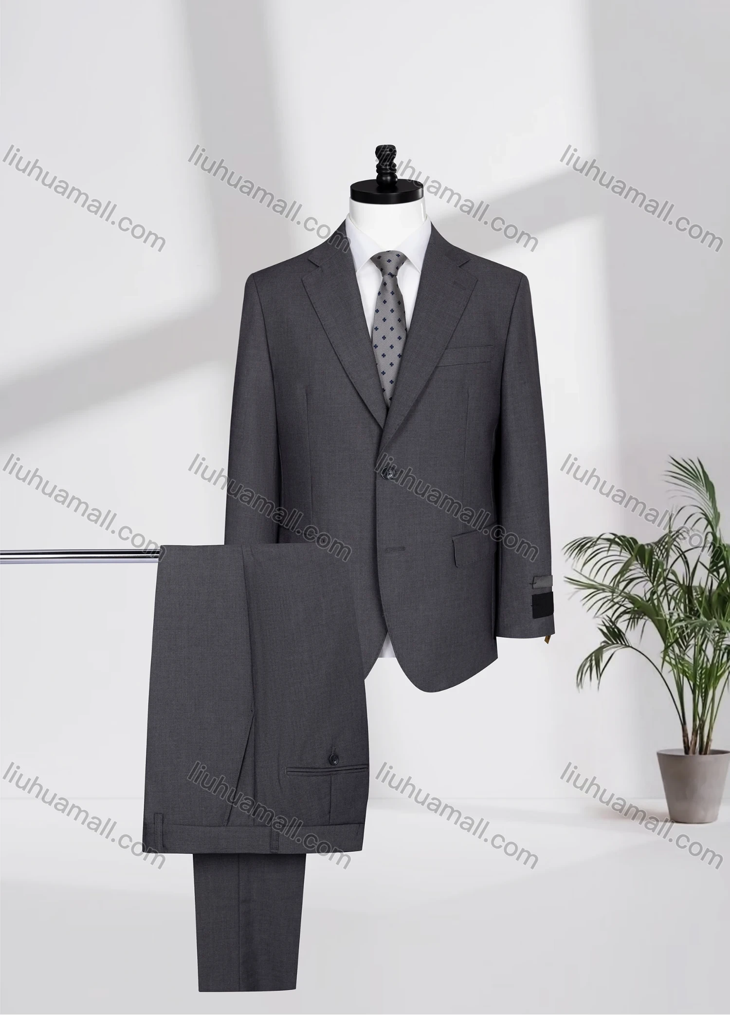Wholesale Men's Business Lapel Single Breasted Plain Flap Pockets Blazer Jacket & Pants 2 Piece Set N077-W321# - Liuhuamall
