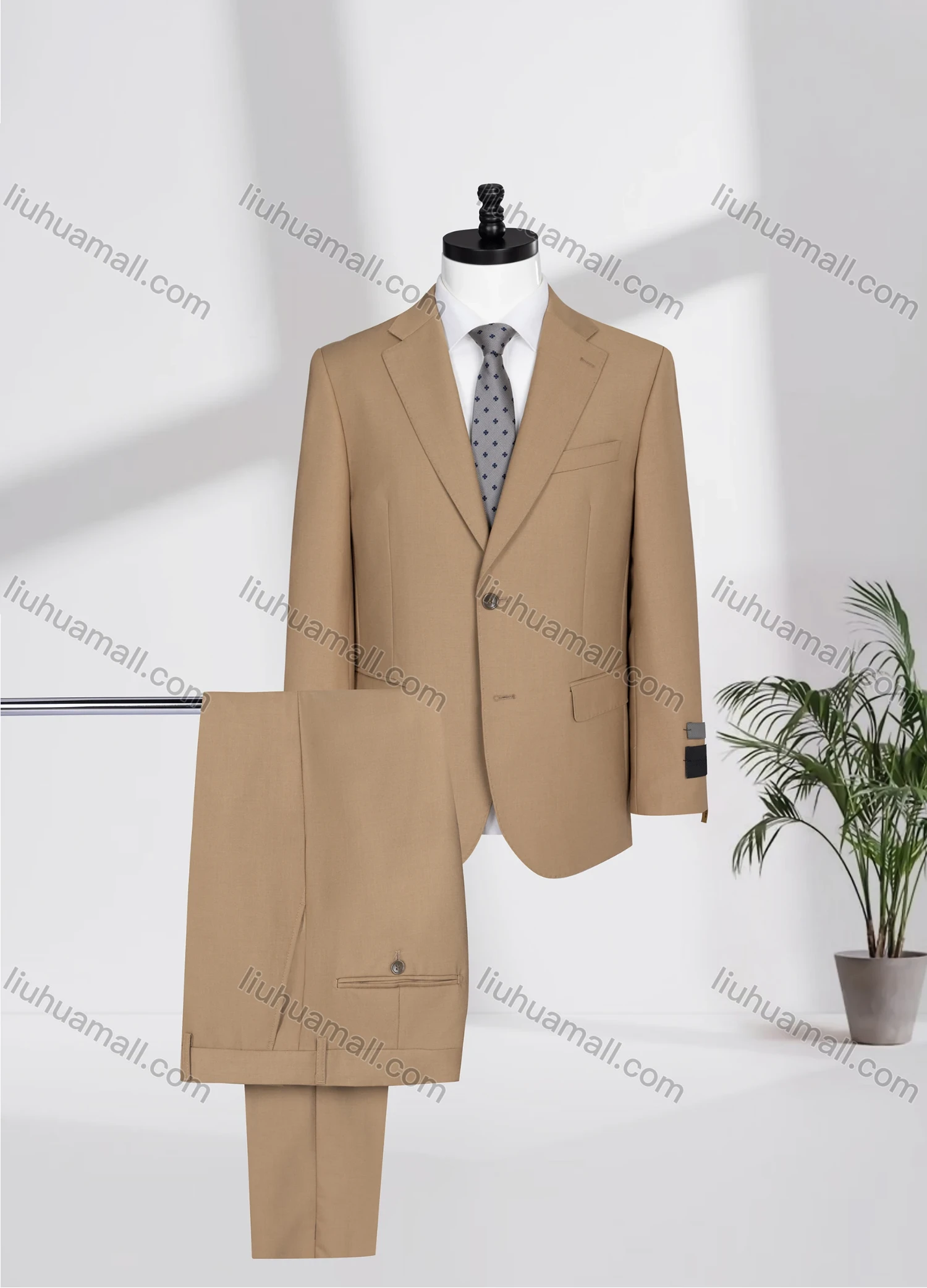 Wholesale Men's Business Lapel Single Breasted Plain Flap Pockets Blazer Jacket & Pants 2 Piece Set N077-W321# - Liuhuamall