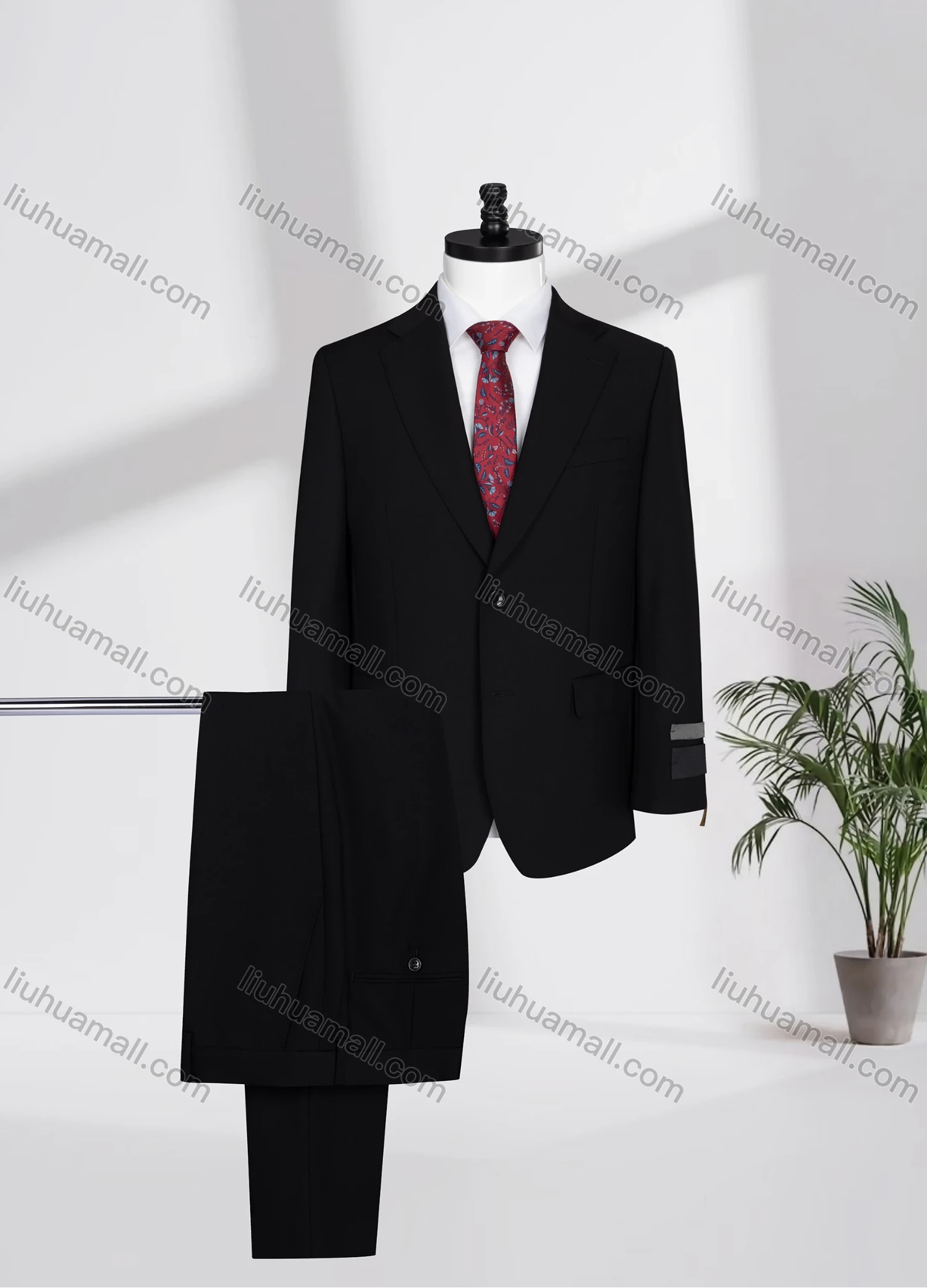 Wholesale Men's Business Lapel Single Breasted Plain Flap Pockets Blazer Jacket & Pants 2 Piece Set N077-W321# - Liuhuamall