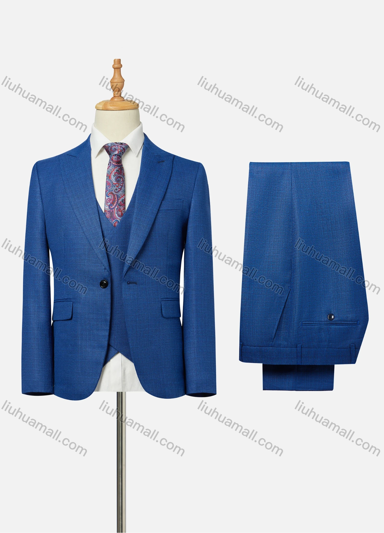 Wholesale Men's Formal Lapel One Button Plain Flap Pockets Blazer Jacket & Waistcoat & Pants 3 Piece Set - Liuhuamall