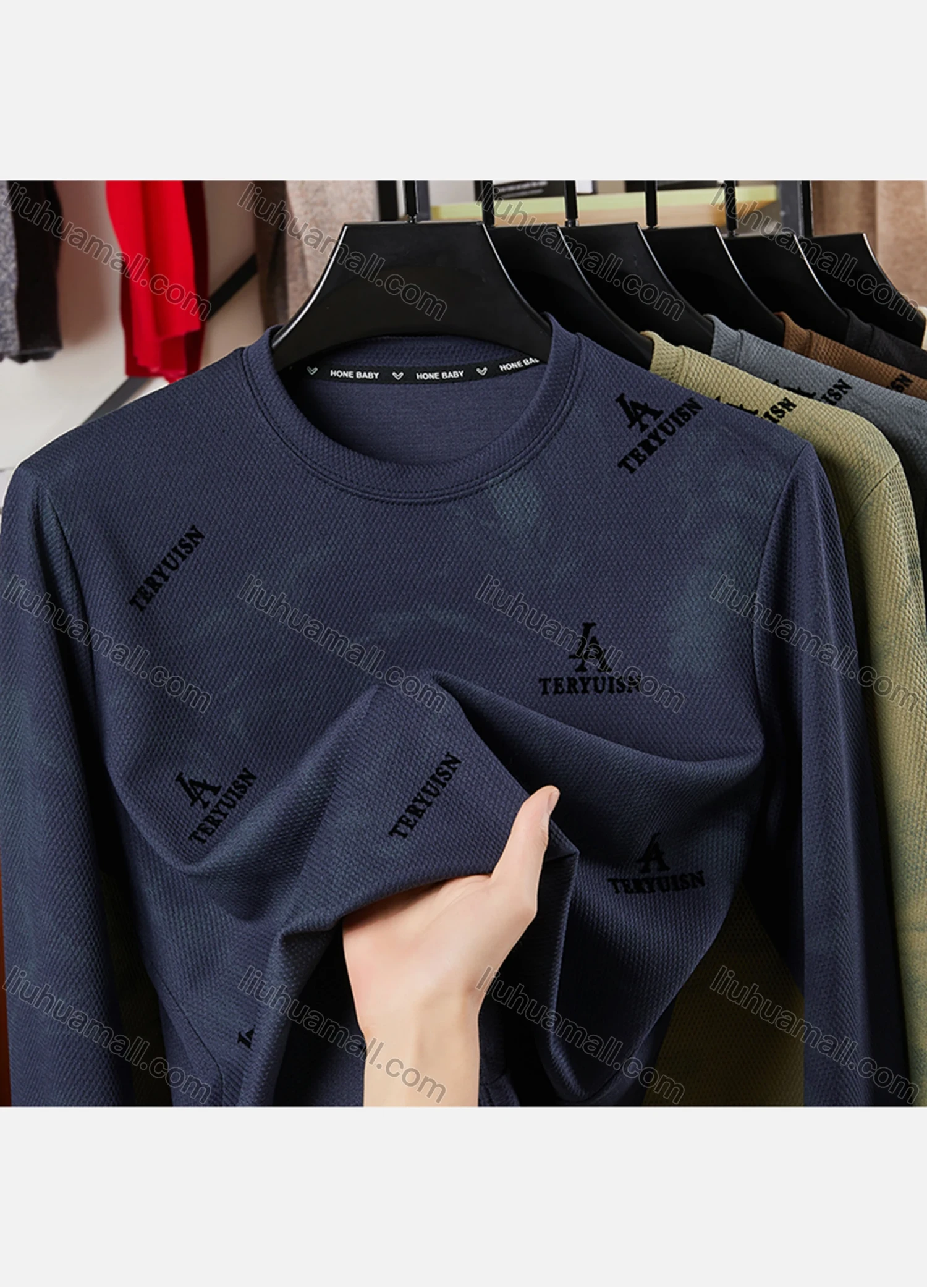 Wholesale Men's Casual Letter Print Round Neck Long Sleeve Sweatshirt 721# - Liuhuamall