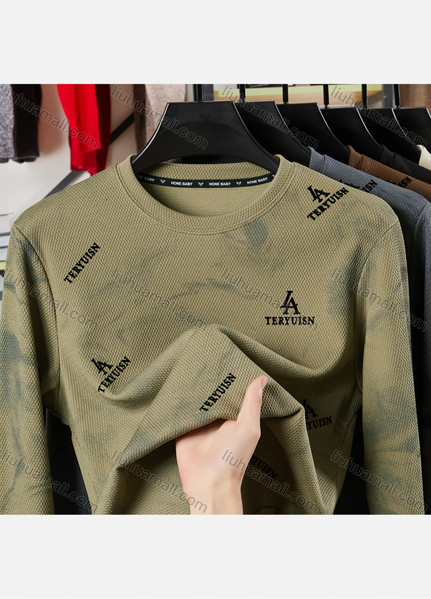 Wholesale Men's Casual Letter Print Round Neck Long Sleeve Sweatshirt 721# - Liuhuamall