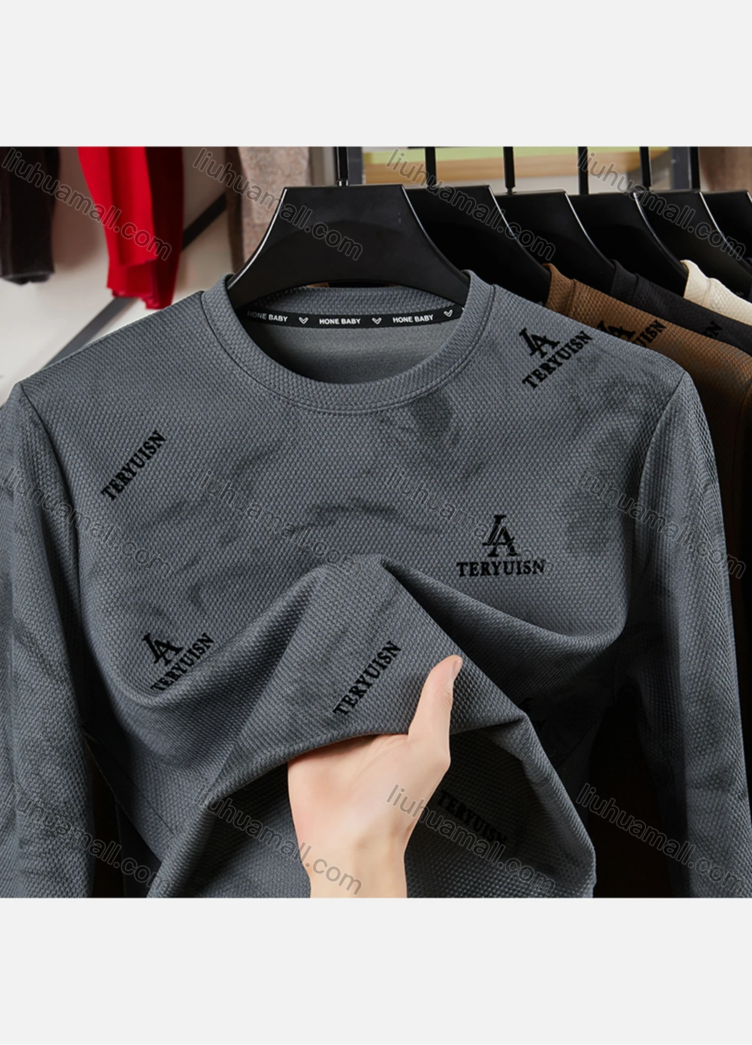 Wholesale Men's Casual Letter Print Round Neck Long Sleeve Sweatshirt 721# - Liuhuamall