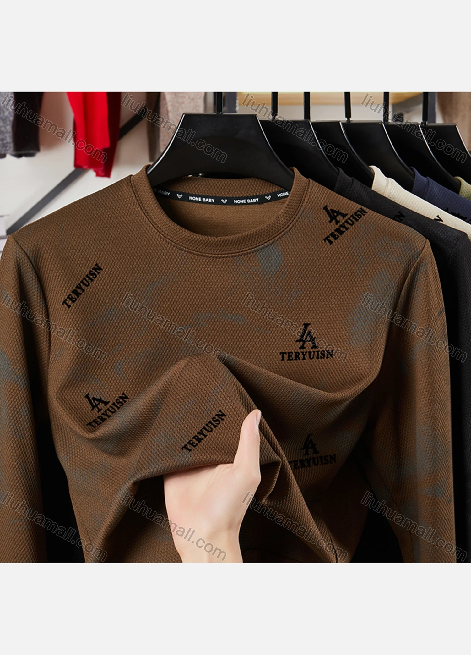 Wholesale Men's Casual Letter Print Round Neck Long Sleeve Sweatshirt 721# - Liuhuamall