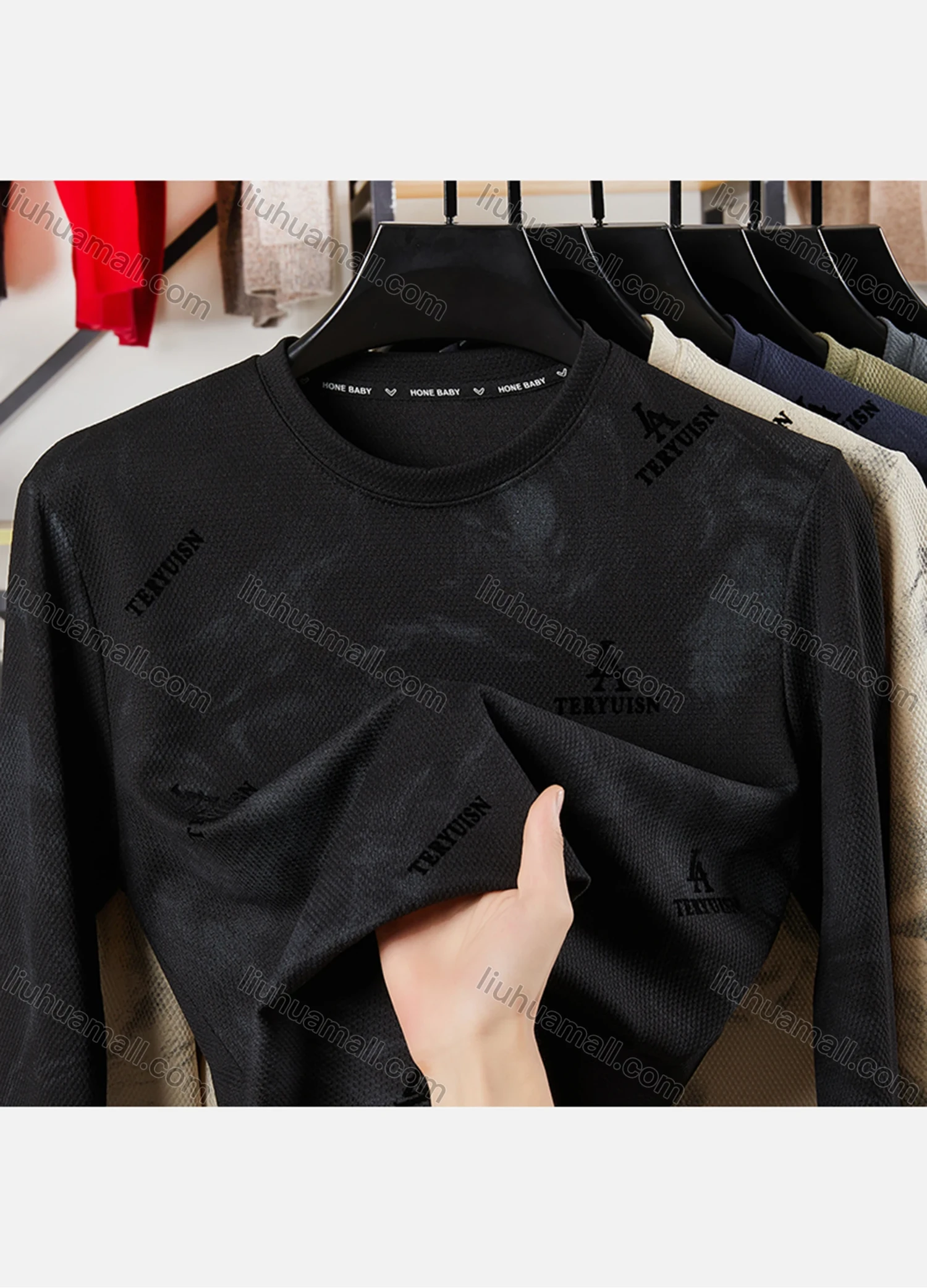 Wholesale Men's Casual Letter Print Round Neck Long Sleeve Sweatshirt 721# - Liuhuamall