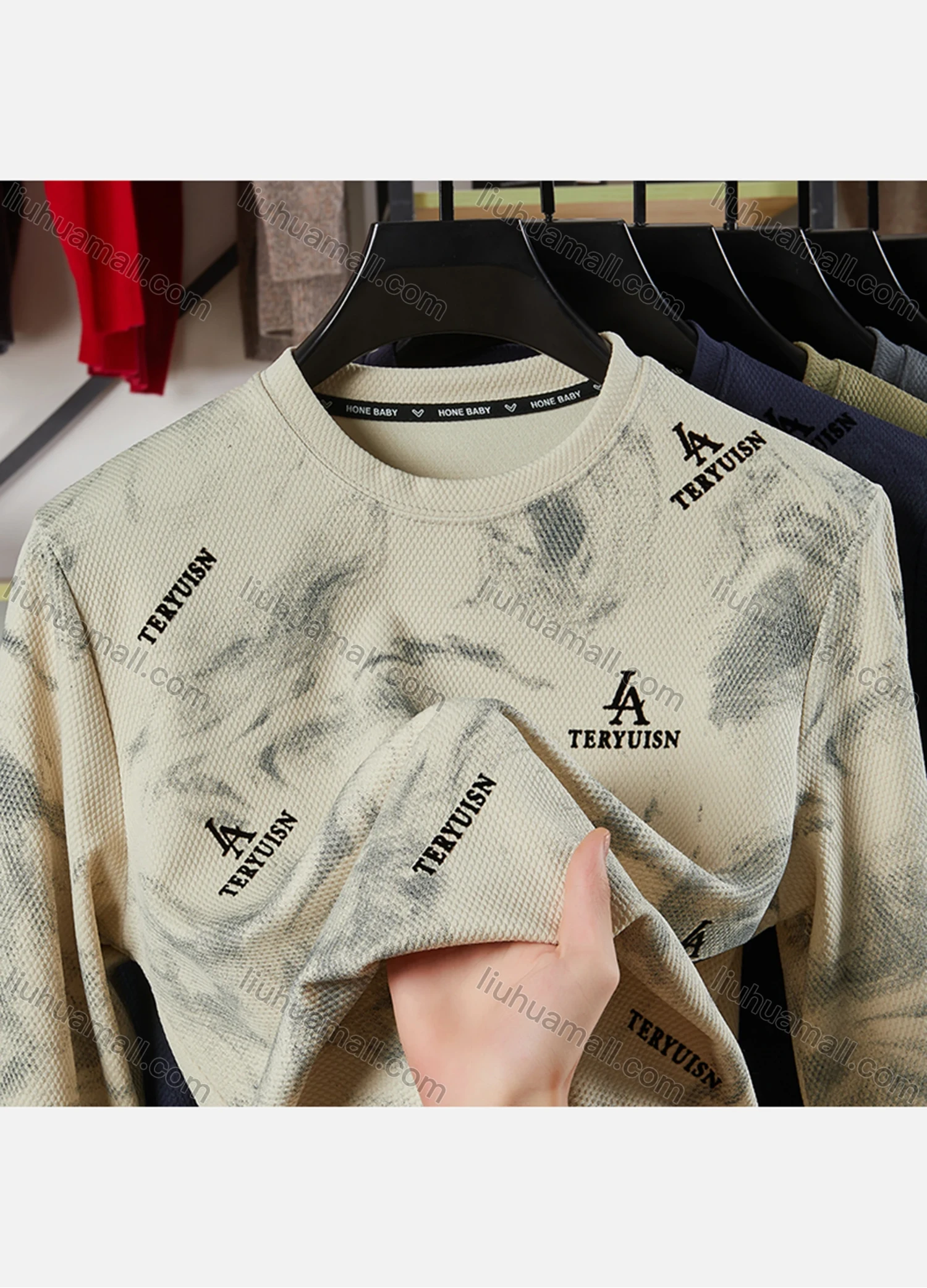 Wholesale Men's Casual Letter Print Round Neck Long Sleeve Sweatshirt 721# - Liuhuamall
