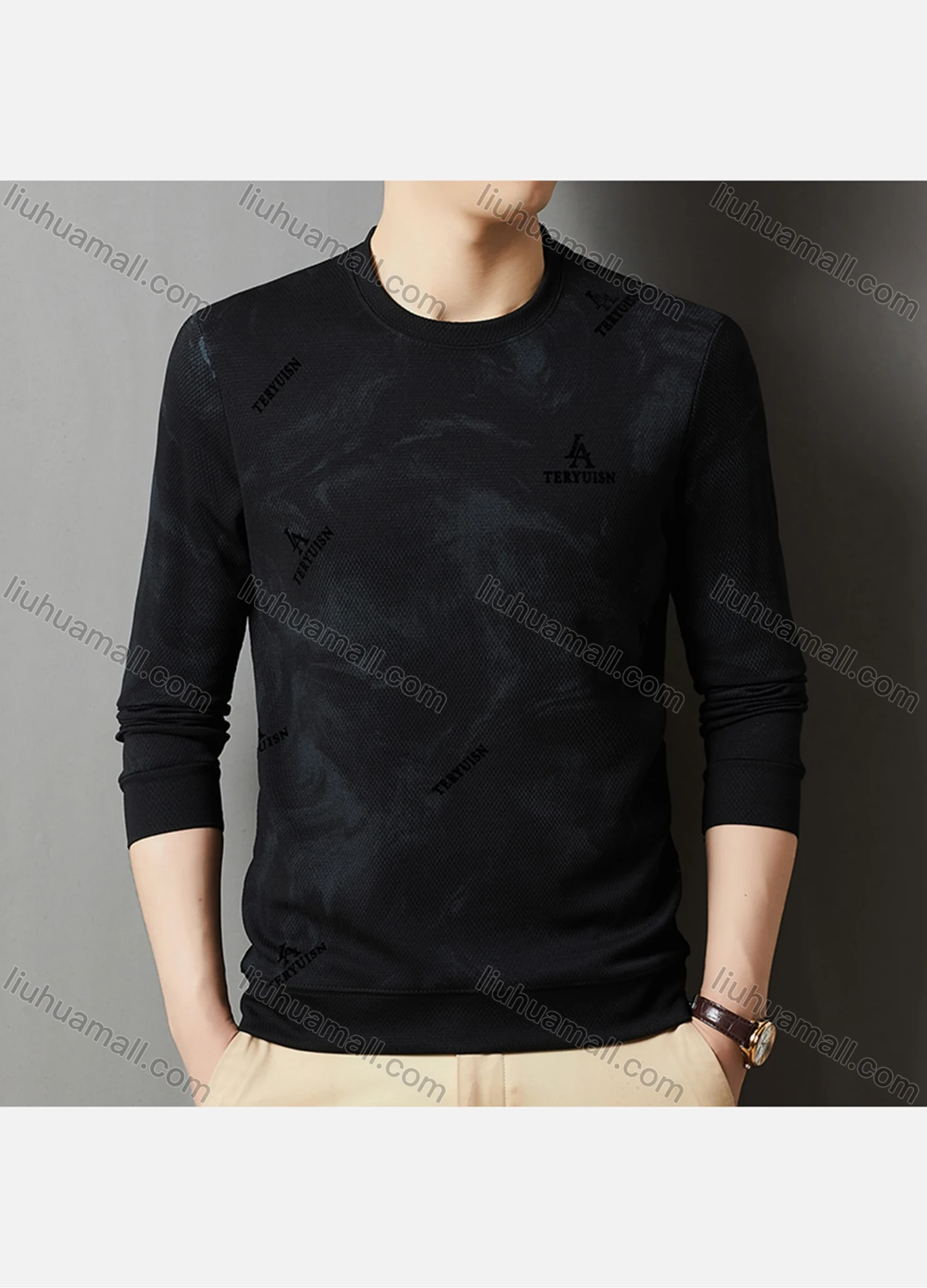 Wholesale Men's Casual Letter Print Round Neck Long Sleeve Sweatshirt 721# - Liuhuamall