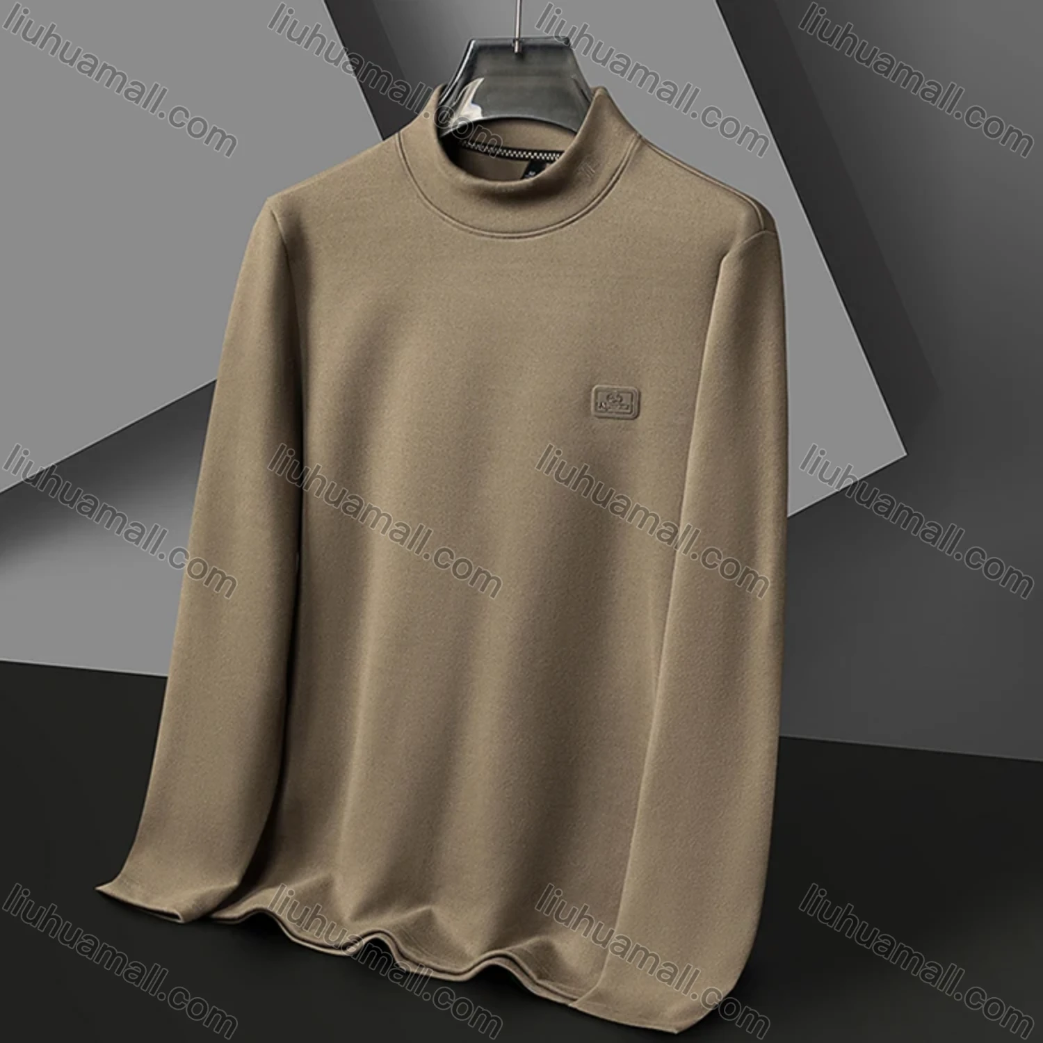 Wholesale Men's Casual Plain Label Print Mock Neck Long Sleeve Sweatshirt 8085# - Liuhuamall