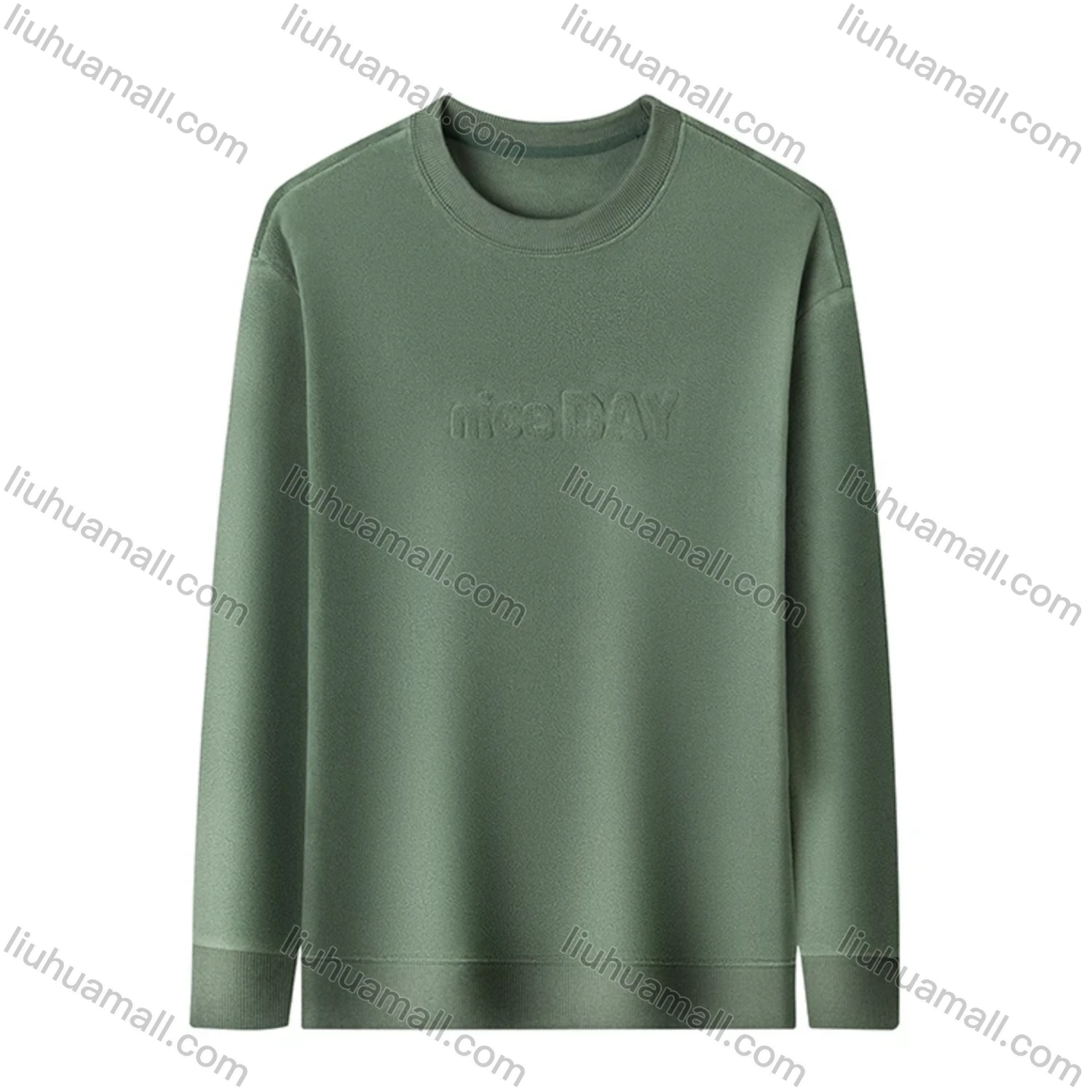 Wholesale Men's Casual Plain Letter Round Neck Thermal Lined Long Sleeve Sweatshirt 8521# - Liuhuamall