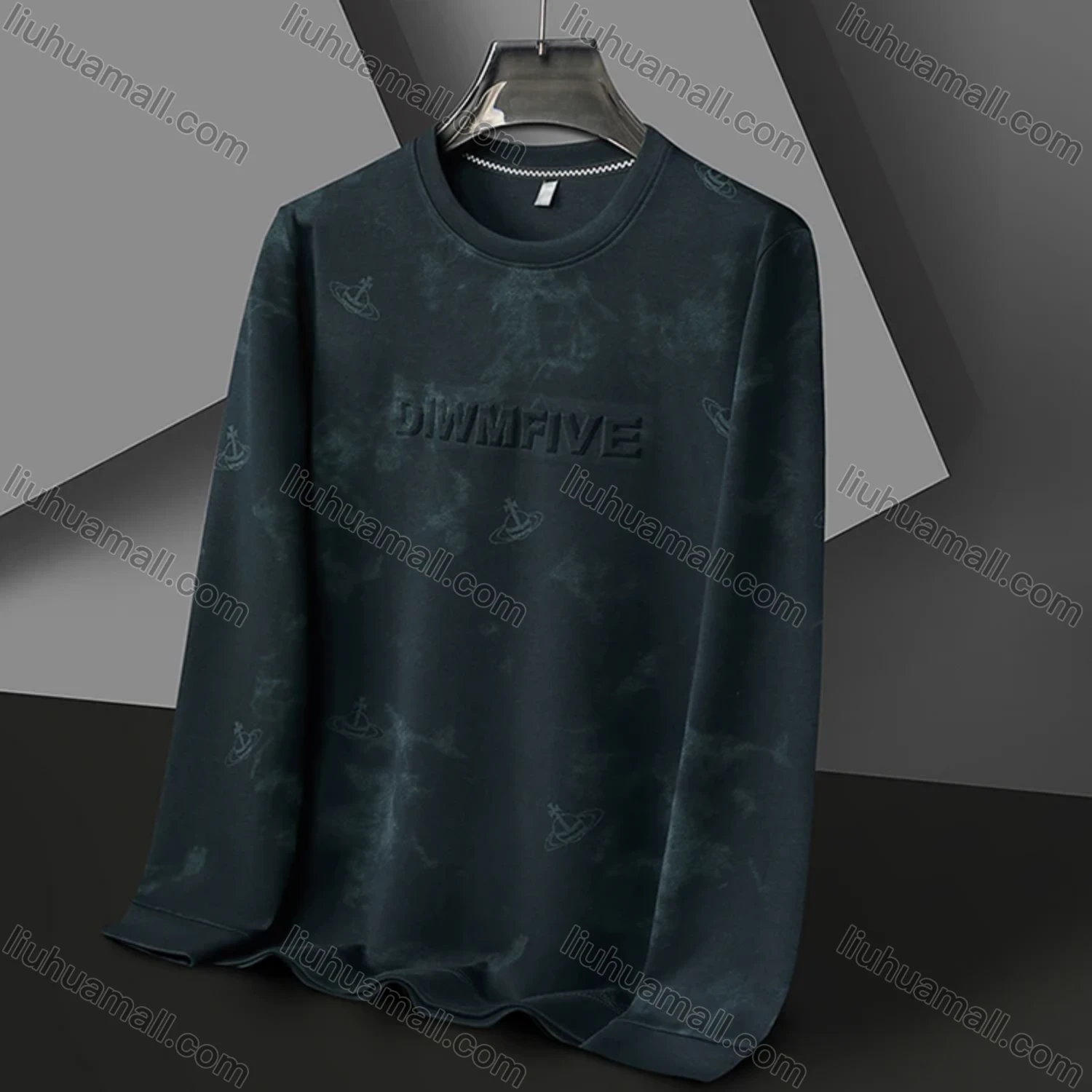 Wholesale Men's Casual Tie Dye Letter Round Neck Long Sleeve Sweatshirt 8705# - Liuhuamall