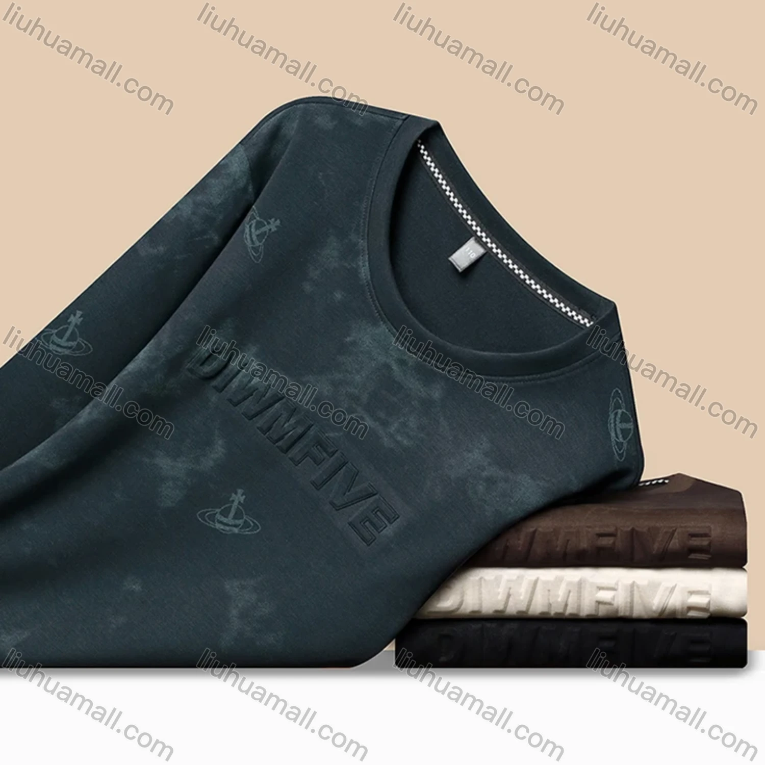 Wholesale Men's Casual Tie Dye Letter Round Neck Long Sleeve Sweatshirt 8705# - Liuhuamall