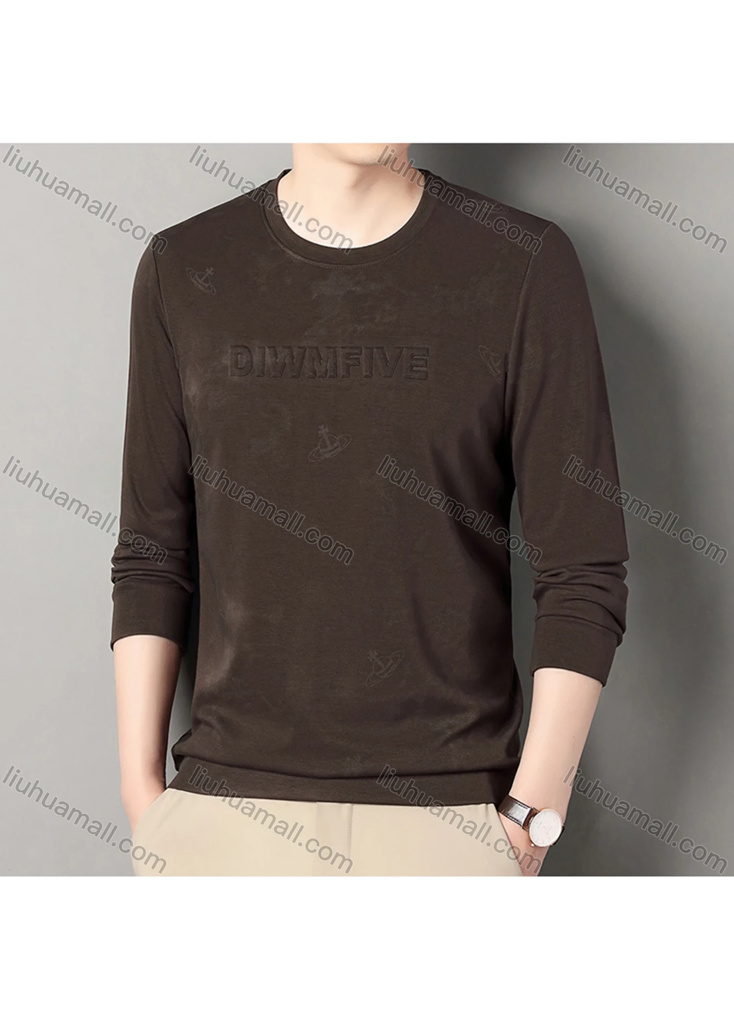 Wholesale Men's Casual Tie Dye Letter Round Neck Long Sleeve Sweatshirt 8705# - Liuhuamall