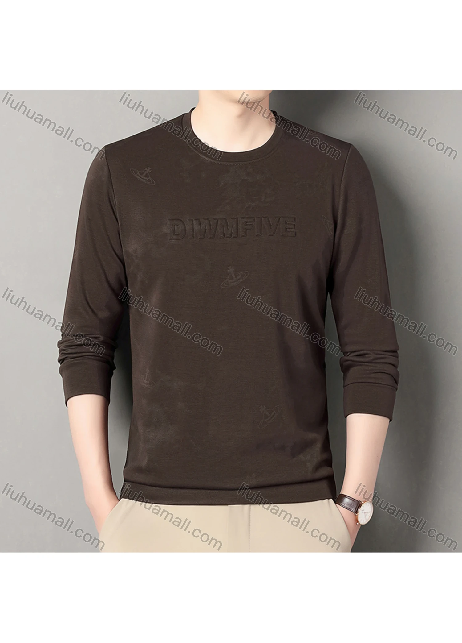 Wholesale Men's Casual Tie Dye Letter Round Neck Long Sleeve Sweatshirt 8705# - Liuhuamall