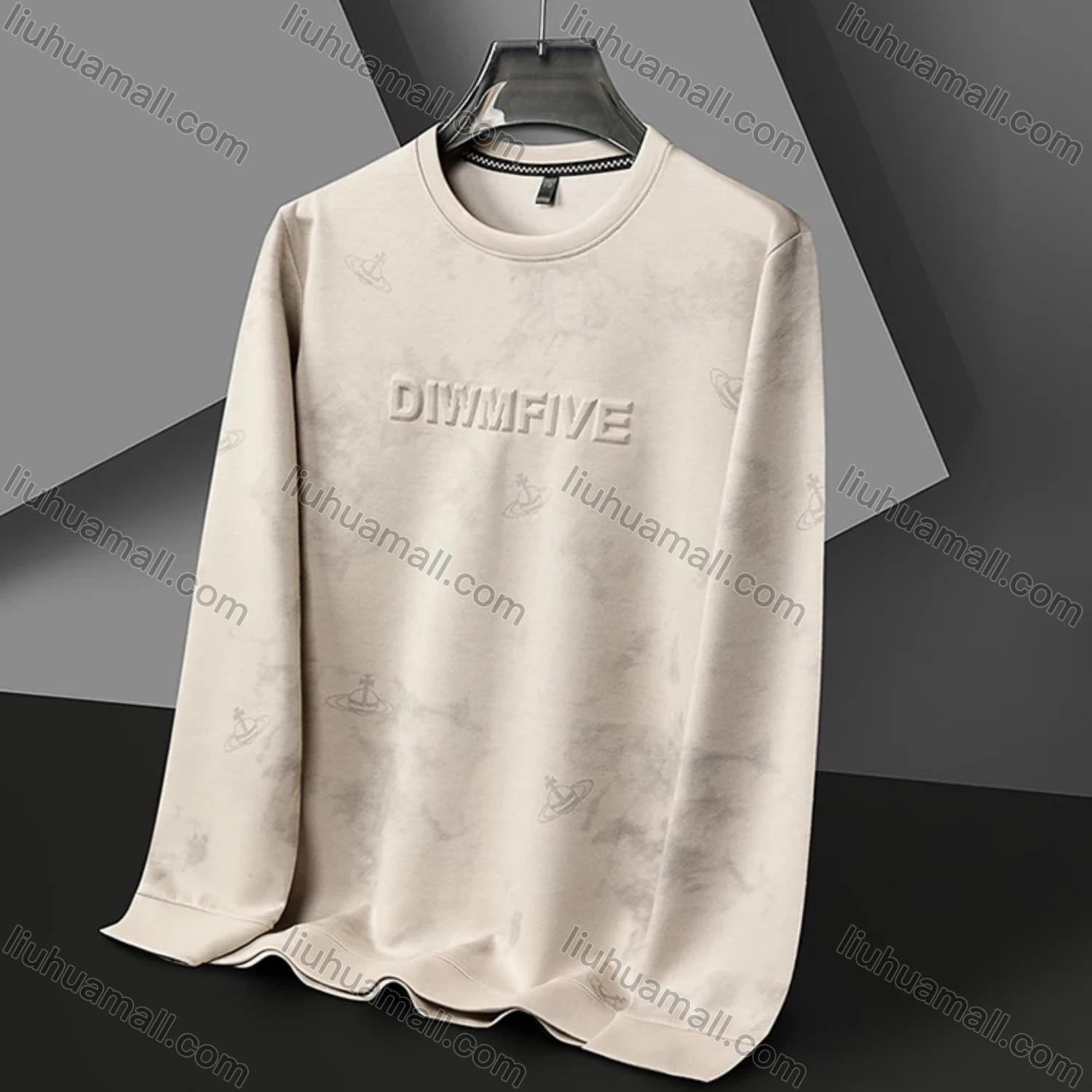 Wholesale Men's Casual Tie Dye Letter Round Neck Long Sleeve Sweatshirt 8705# - Liuhuamall