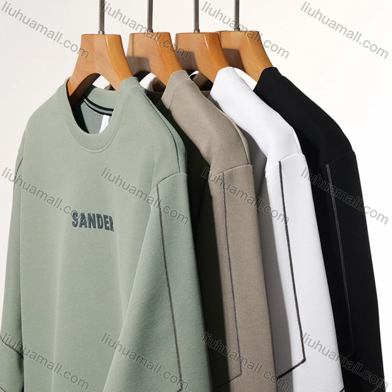 Wholesale Men's Casual Letter Line Round Neck Long Sleeve Fleece Sweatshirt 8707# - Liuhuamall