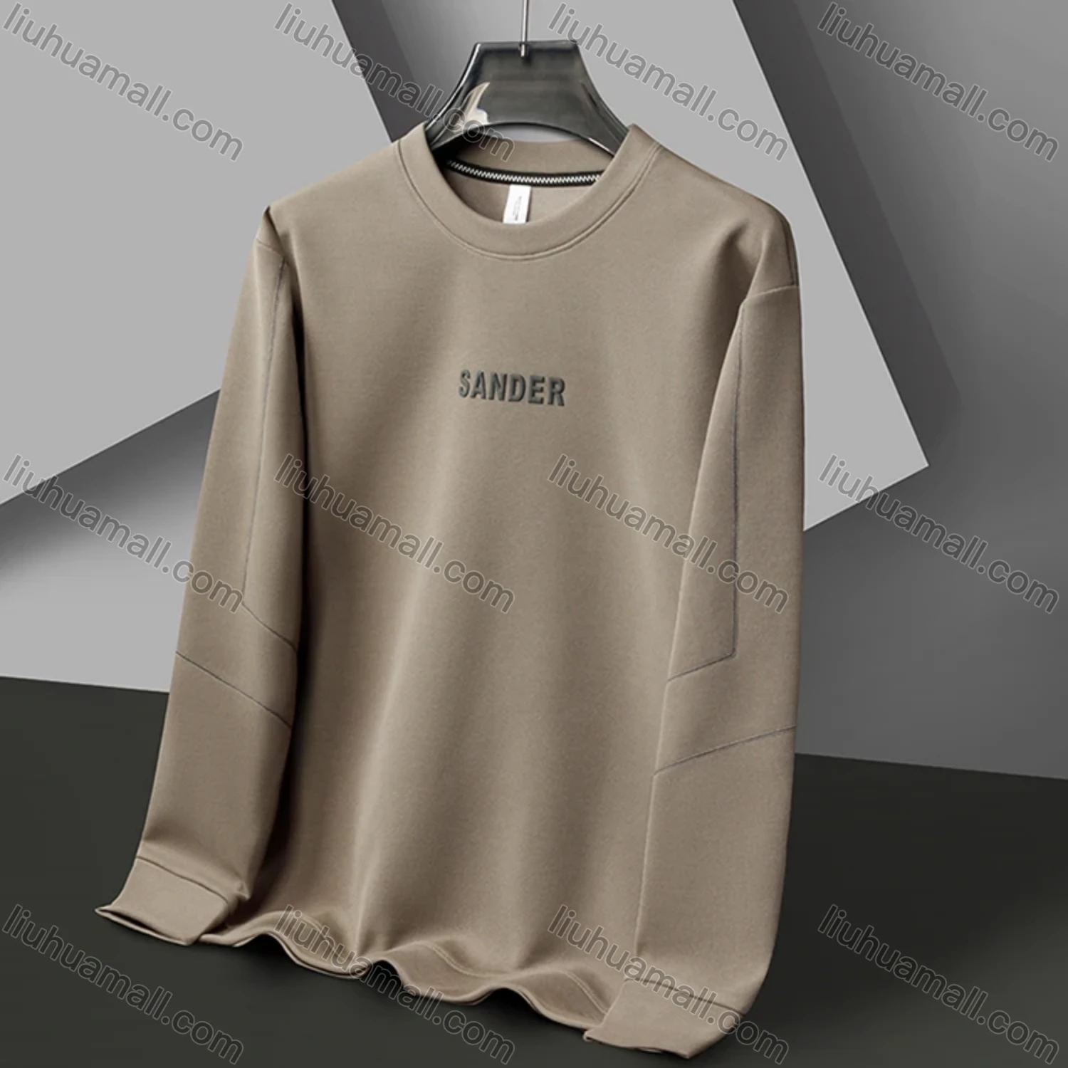 Wholesale Men's Casual Letter Line Round Neck Long Sleeve Fleece Sweatshirt 8707# - Liuhuamall