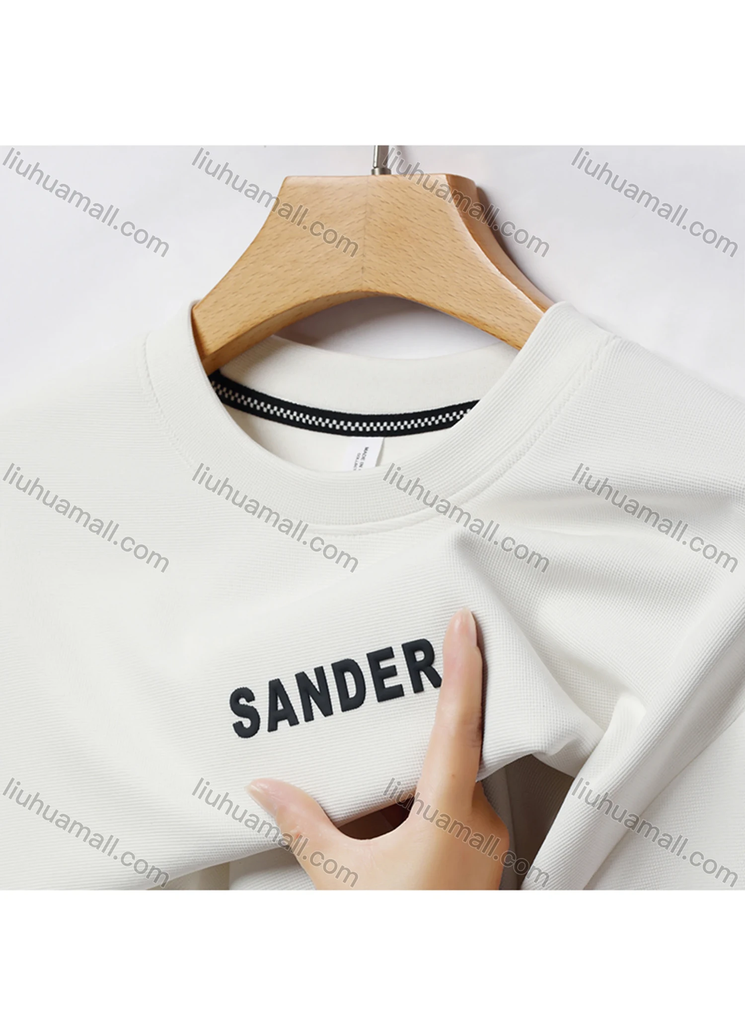 Wholesale Men's Casual Letter Line Round Neck Long Sleeve Fleece Sweatshirt 8707# - Liuhuamall