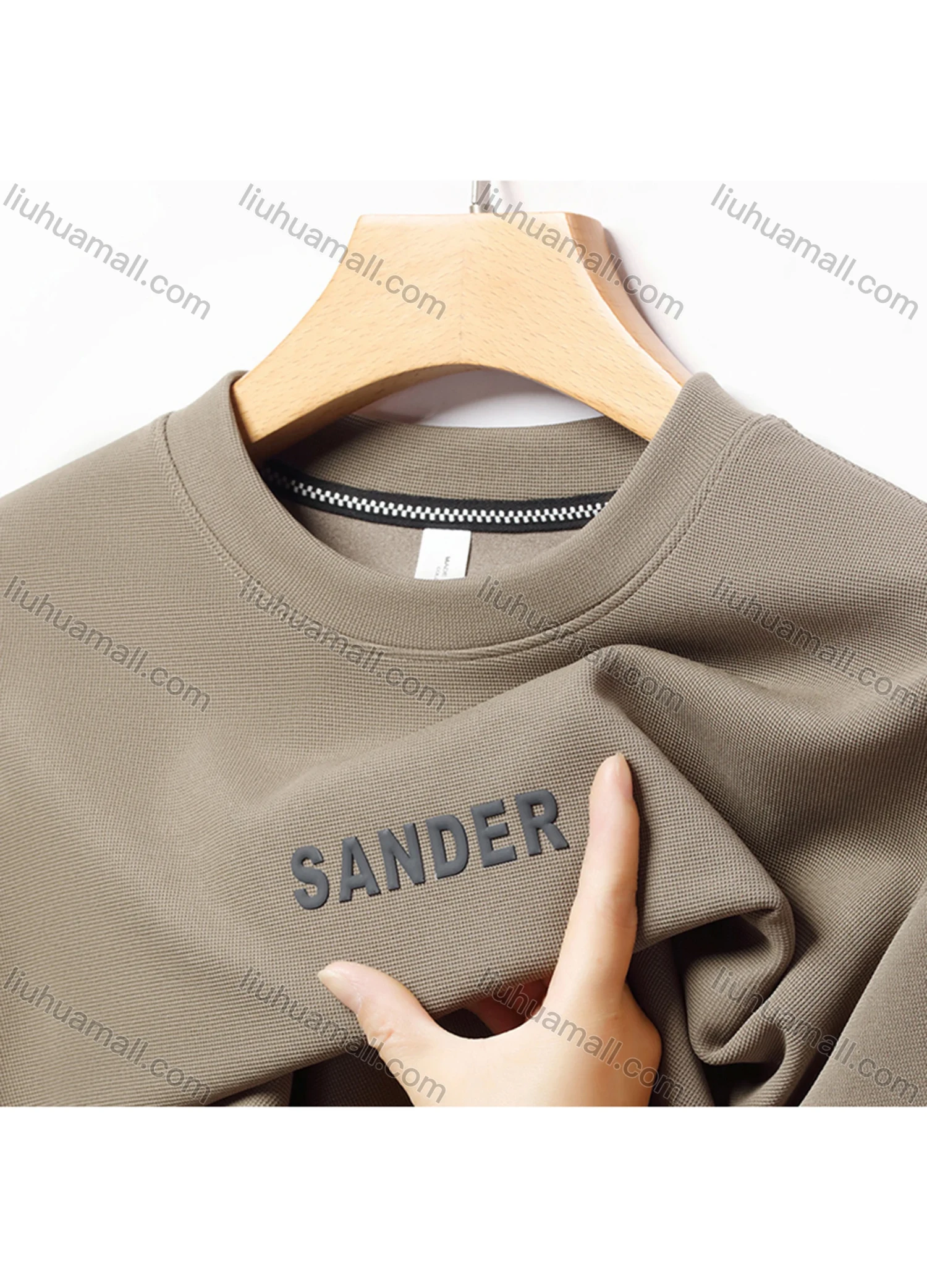 Wholesale Men's Casual Letter Line Round Neck Long Sleeve Fleece Sweatshirt 8707# - Liuhuamall