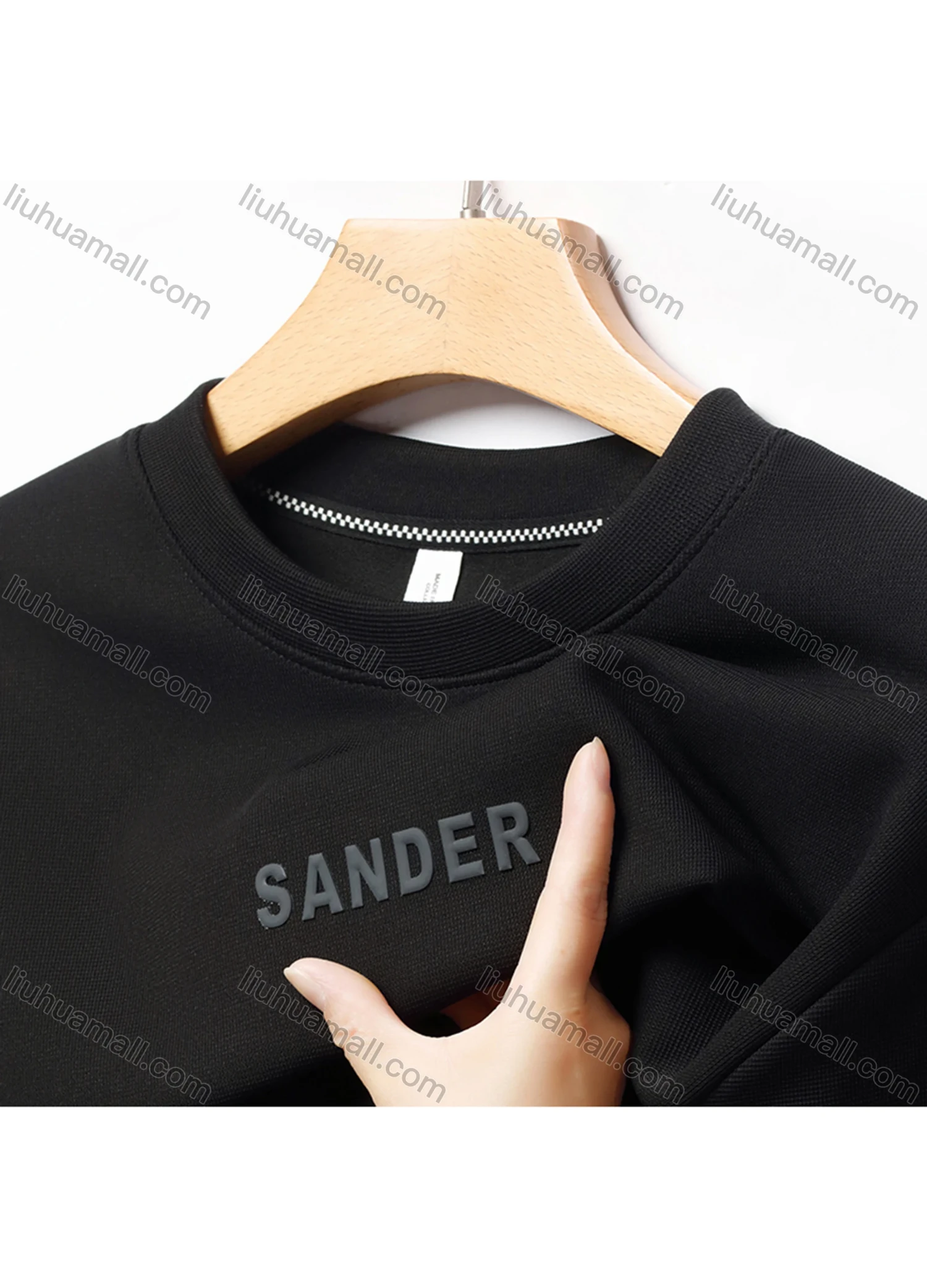 Wholesale Men's Casual Letter Line Round Neck Long Sleeve Fleece Sweatshirt 8707# - Liuhuamall