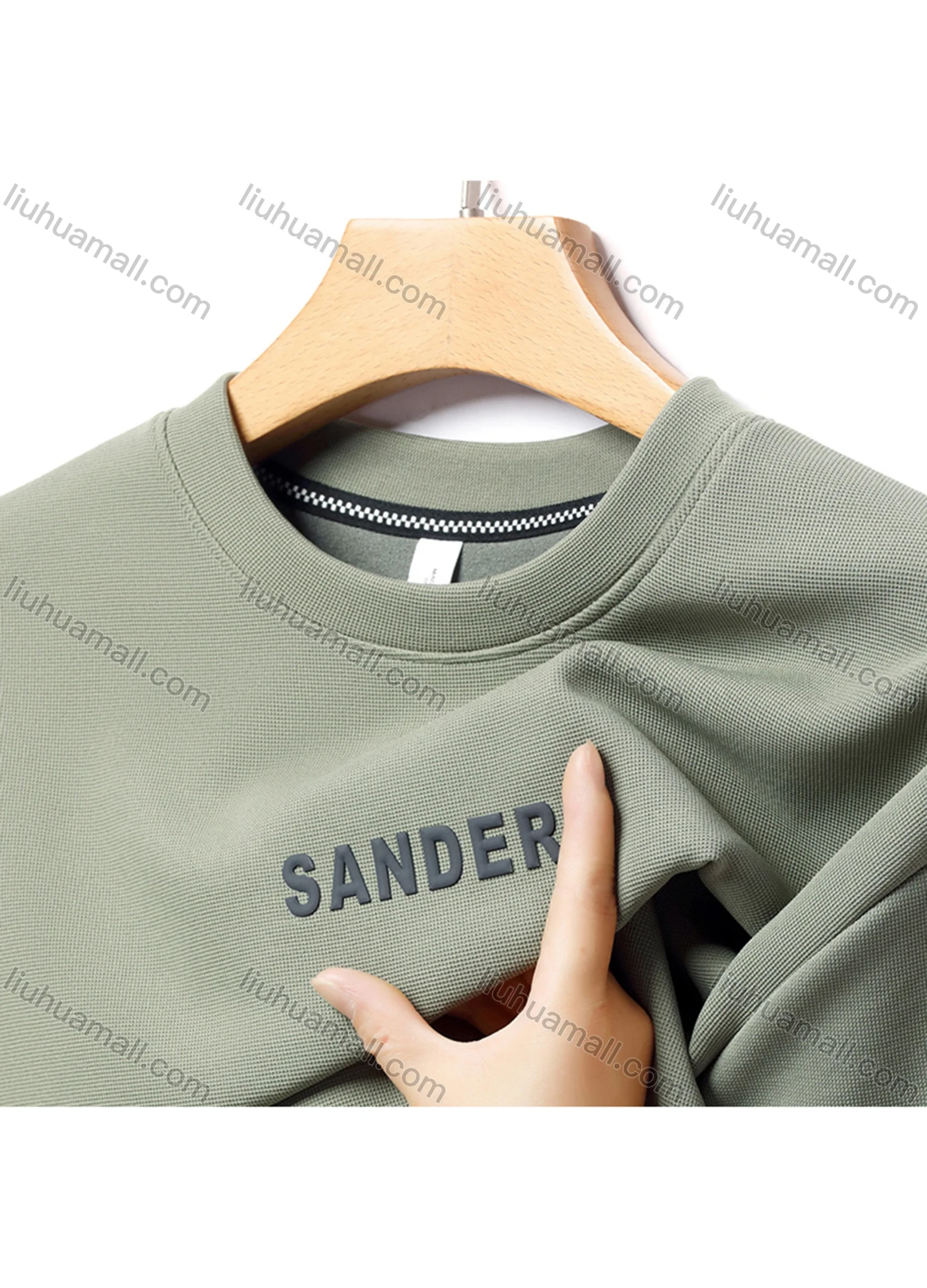 Wholesale Men's Casual Letter Line Round Neck Long Sleeve Fleece Sweatshirt 8707# - Liuhuamall
