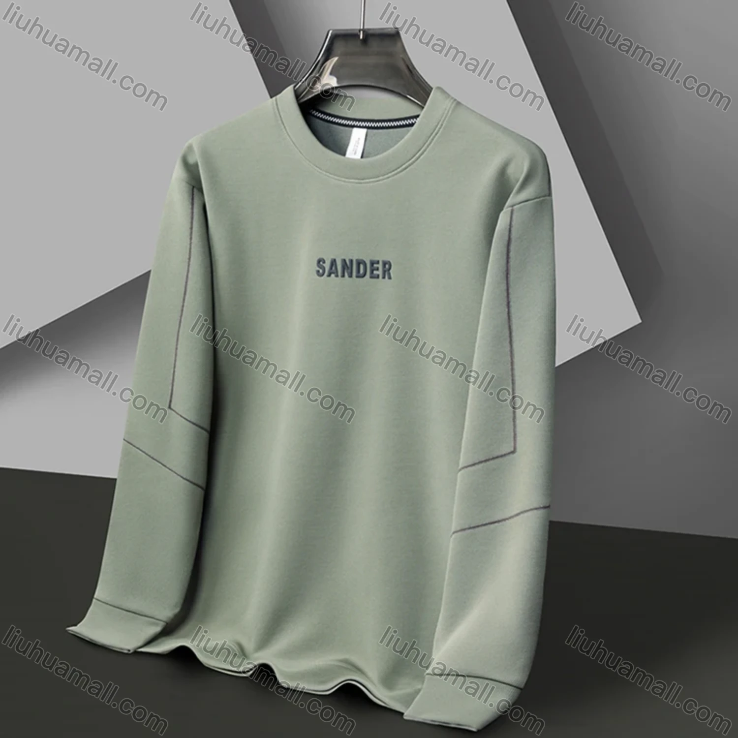 Wholesale Men's Casual Letter Line Round Neck Long Sleeve Fleece Sweatshirt 8707# - Liuhuamall