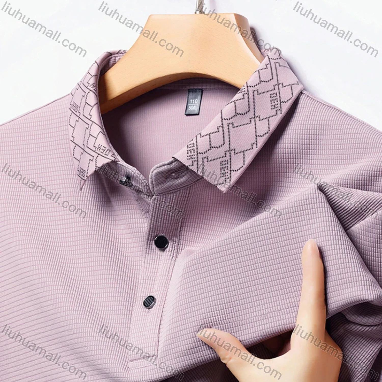 Wholesale Men's Business Plain Long Sleeve Button Front Polo Shirt C-32# - Liuhuamall