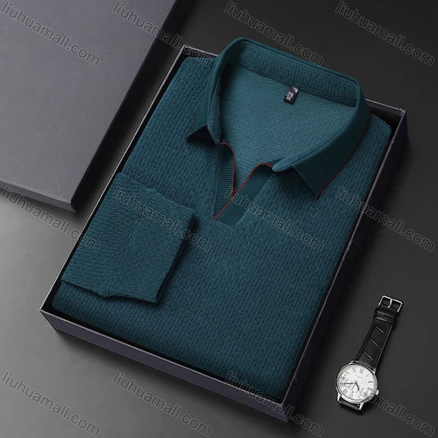 Wholesale Men's Casual Plain Collared Long Sleeve Henley Shirt D-67# - Liuhuamall