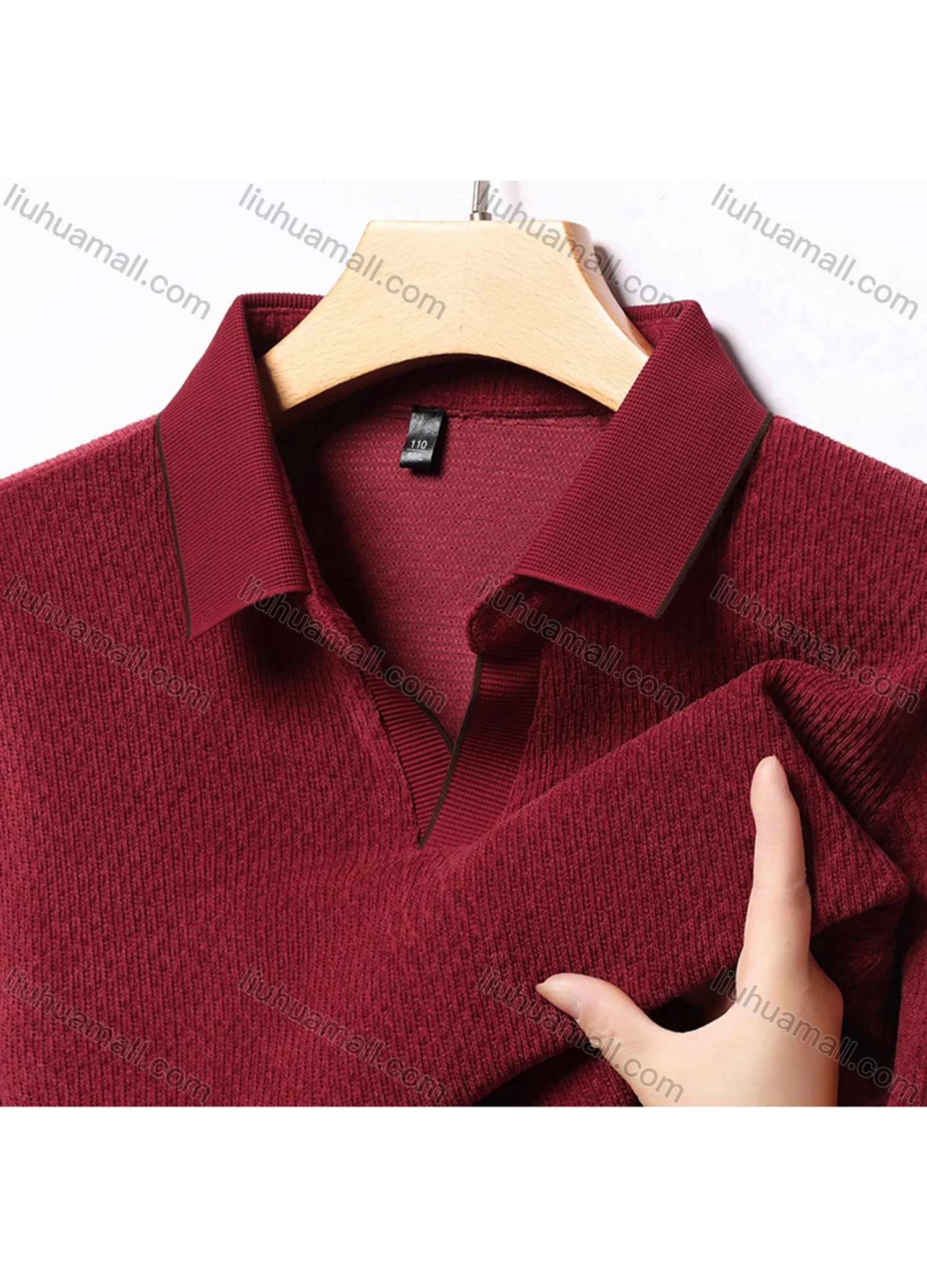 Wholesale Men's Casual Plain Collared Long Sleeve Henley Shirt D-67# - Liuhuamall