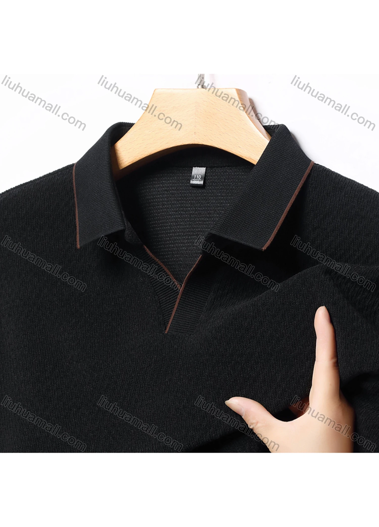 Wholesale Men's Casual Plain Collared Long Sleeve Henley Shirt D-67# - Liuhuamall