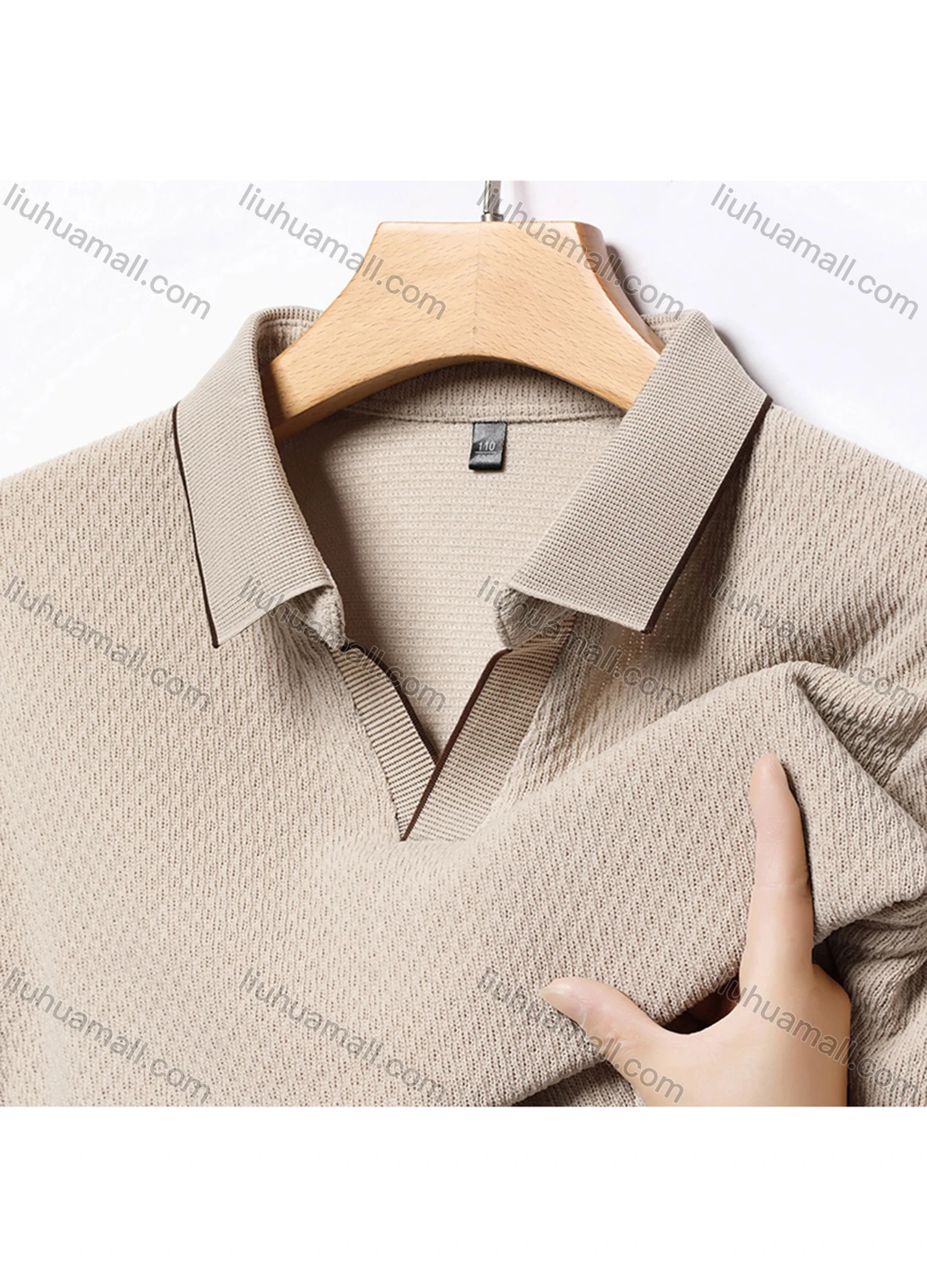 Wholesale Men's Casual Plain Collared Long Sleeve Henley Shirt D-67# - Liuhuamall