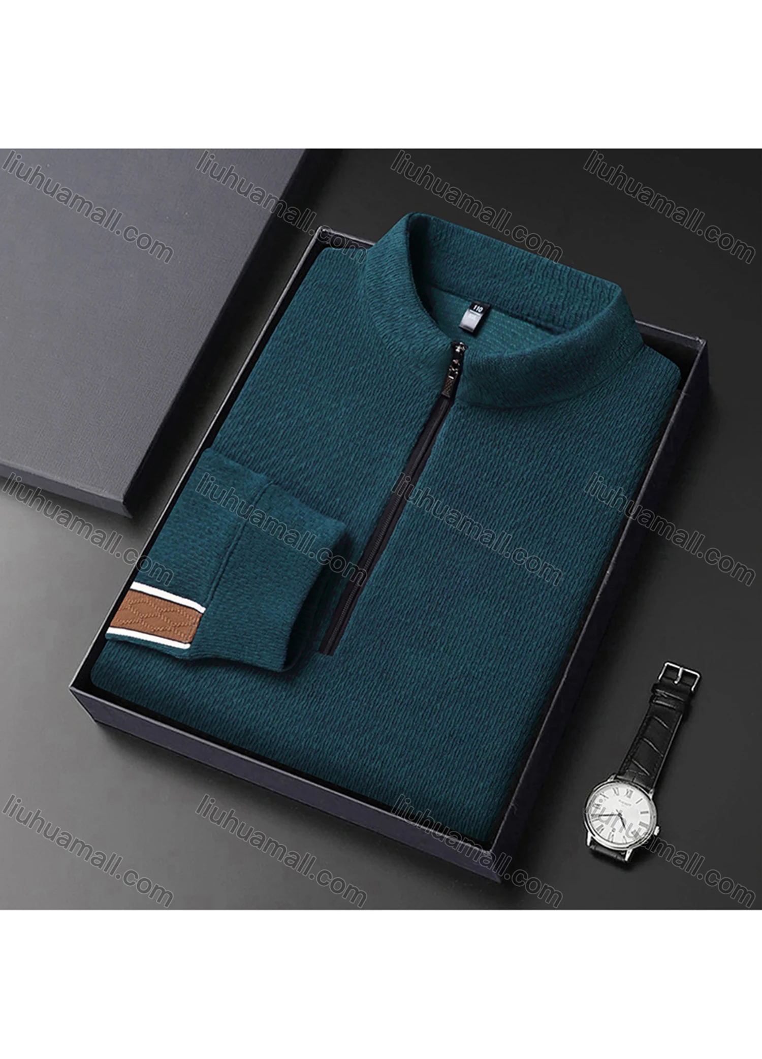 Wholesale Men's Casual Plain Stand Collar Quarter Zip Long Sleeve Henley Shirt D-68# - Liuhuamall