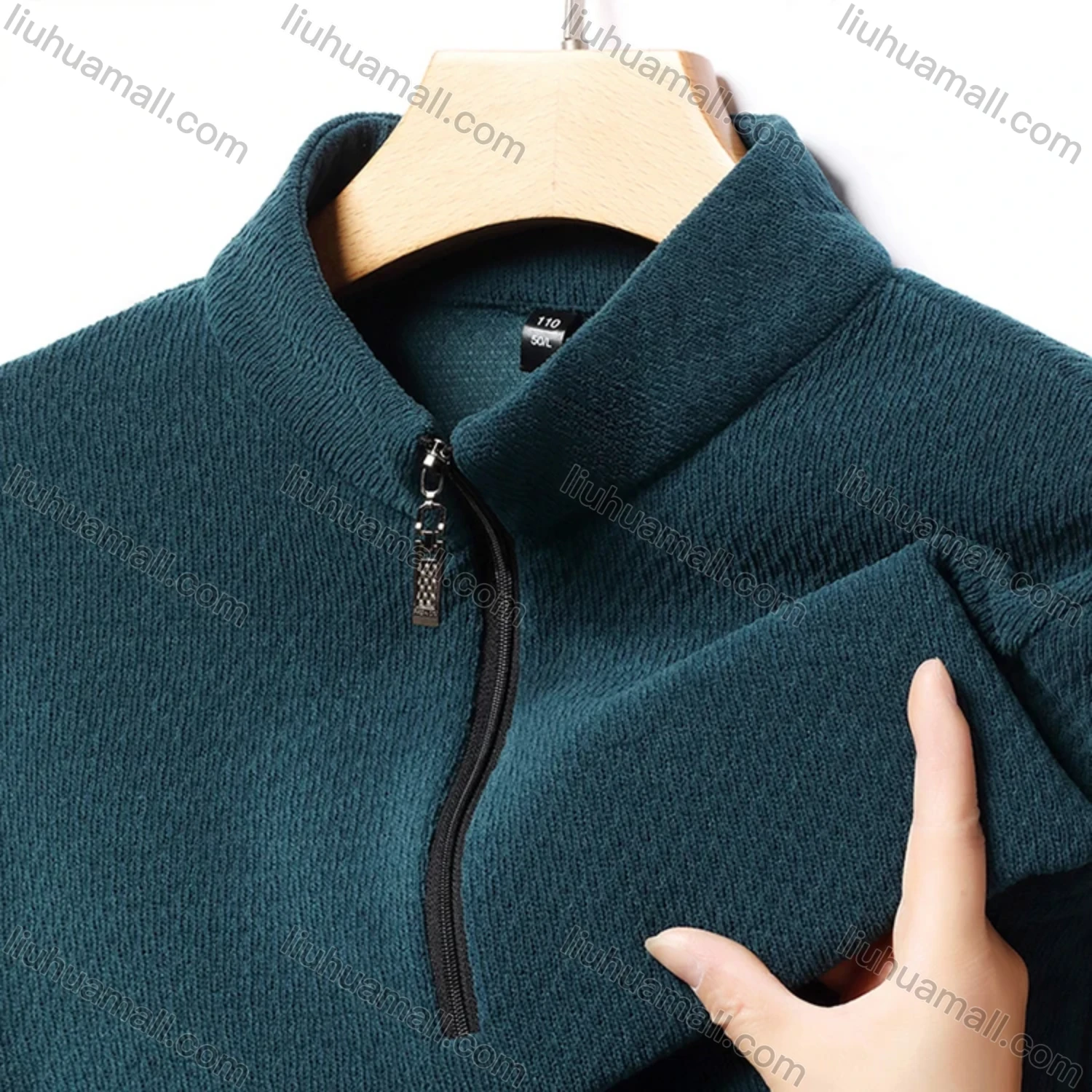 Wholesale Men's Casual Plain Stand Collar Quarter Zip Long Sleeve Henley Shirt D-68# - Liuhuamall