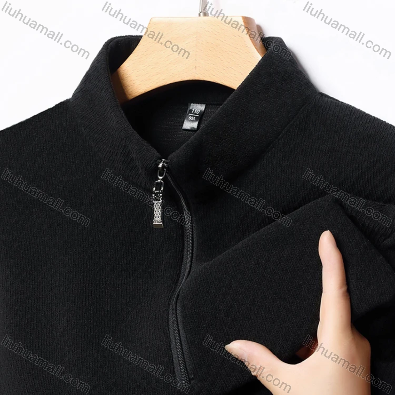 Wholesale Men's Casual Plain Stand Collar Quarter Zip Long Sleeve Henley Shirt D-68# - Liuhuamall