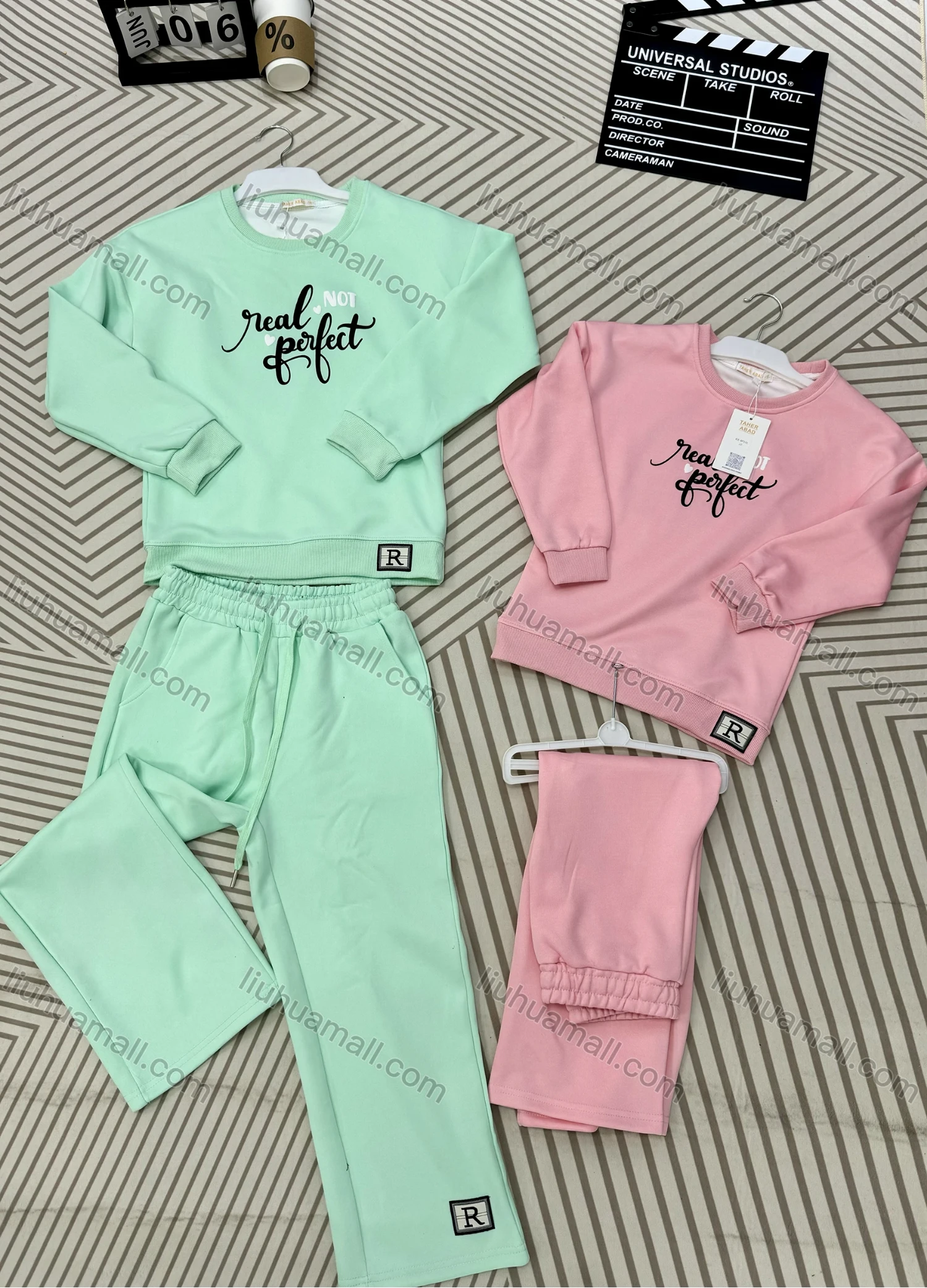 Wholesale Family Matching Casual Letter Long Sleeve Sweatshirt & Drawstring Patch Pocket Pants 2-piece Set 805-1# - Liuhuamall